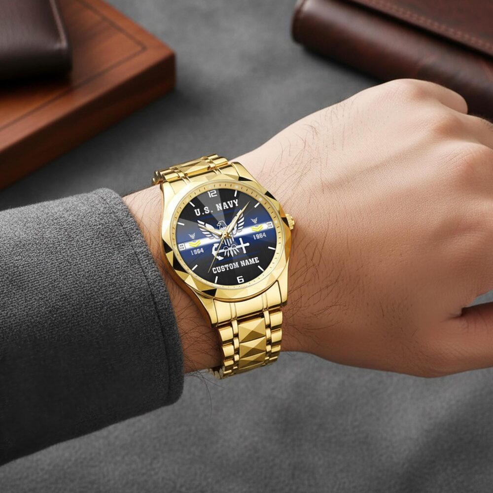 US Navy, All Gave Some, Some Gave All - Diamond-Cut Bezel Watch - Image 5