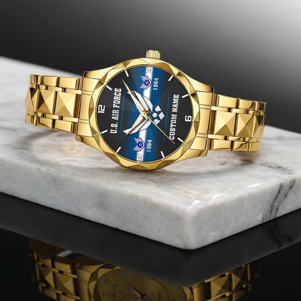 US Air Force, E 7 Air Force Master Sergeant - Diamond-Cut Bezel Watch - Image 2