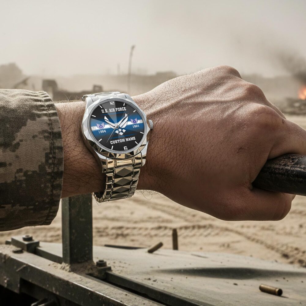 US Air Force, E 7 Air Force Master Sergeant - Diamond-Cut Bezel Watch - Image 4