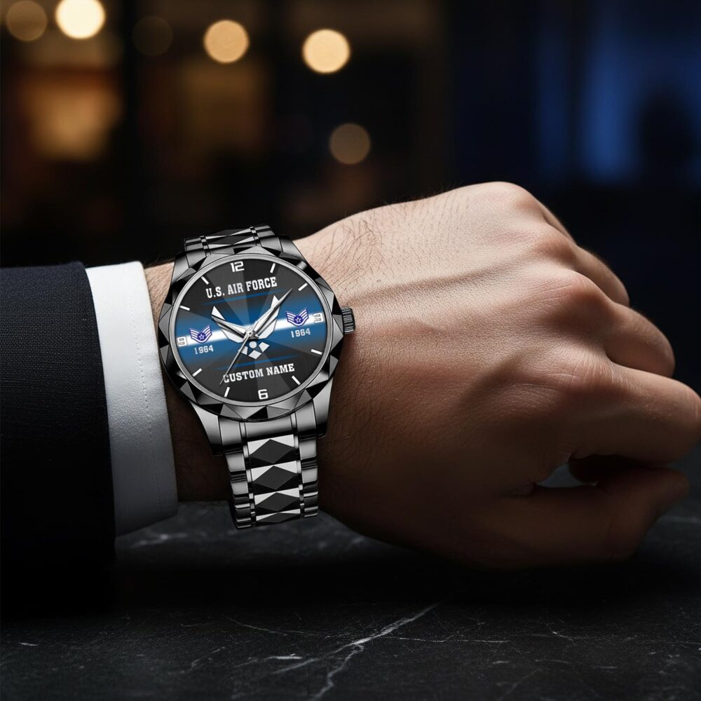 US Air Force, E 7 Air Force Master Sergeant - Diamond-Cut Bezel Watch - Image 8