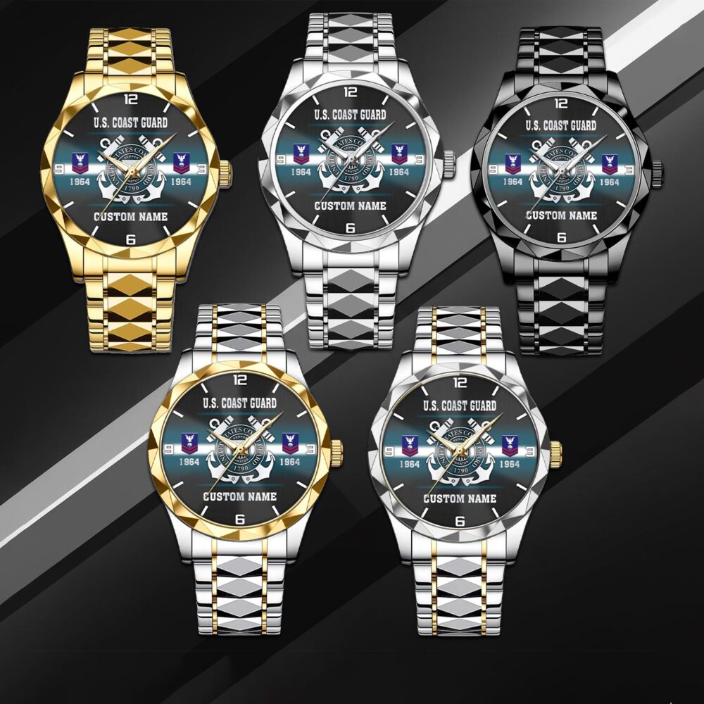 US Coast Guard, Once A Coastie, Always A Coastie - Diamond-Cut Bezel Watch - Image 3