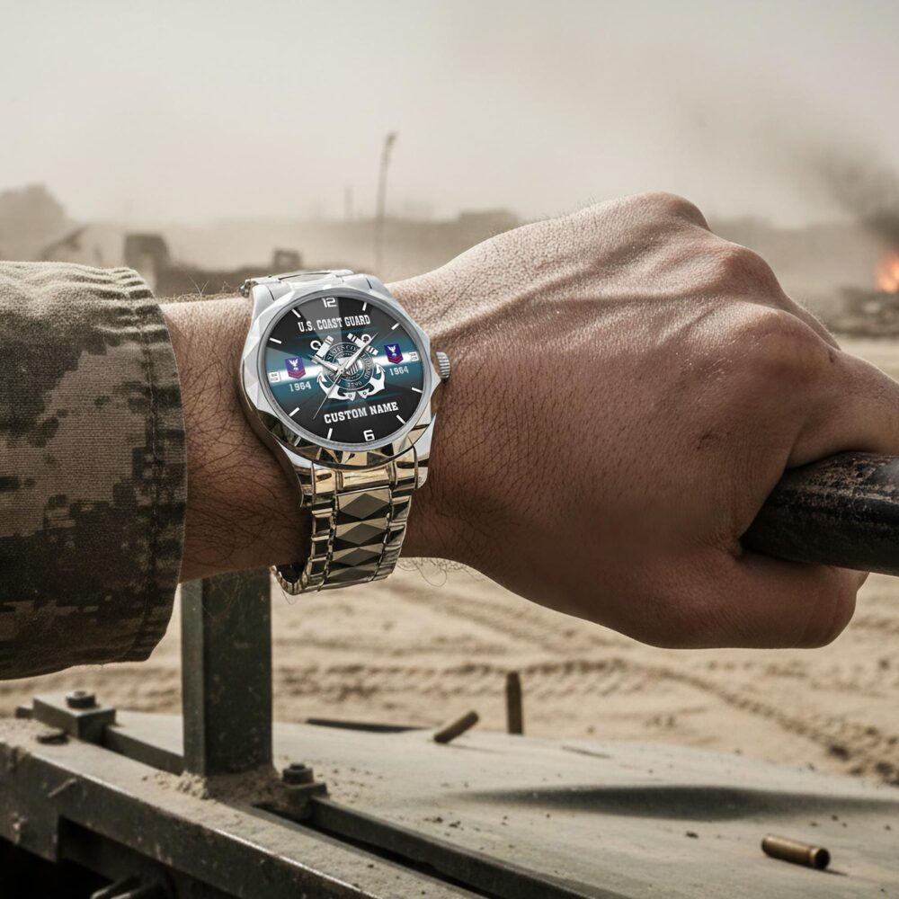 US Coast Guard, Once A Coastie, Always A Coastie - Diamond-Cut Bezel Watch - Image 4
