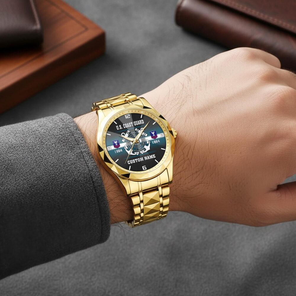 US Coast Guard, Once A Coastie, Always A Coastie - Diamond-Cut Bezel Watch - Image 5