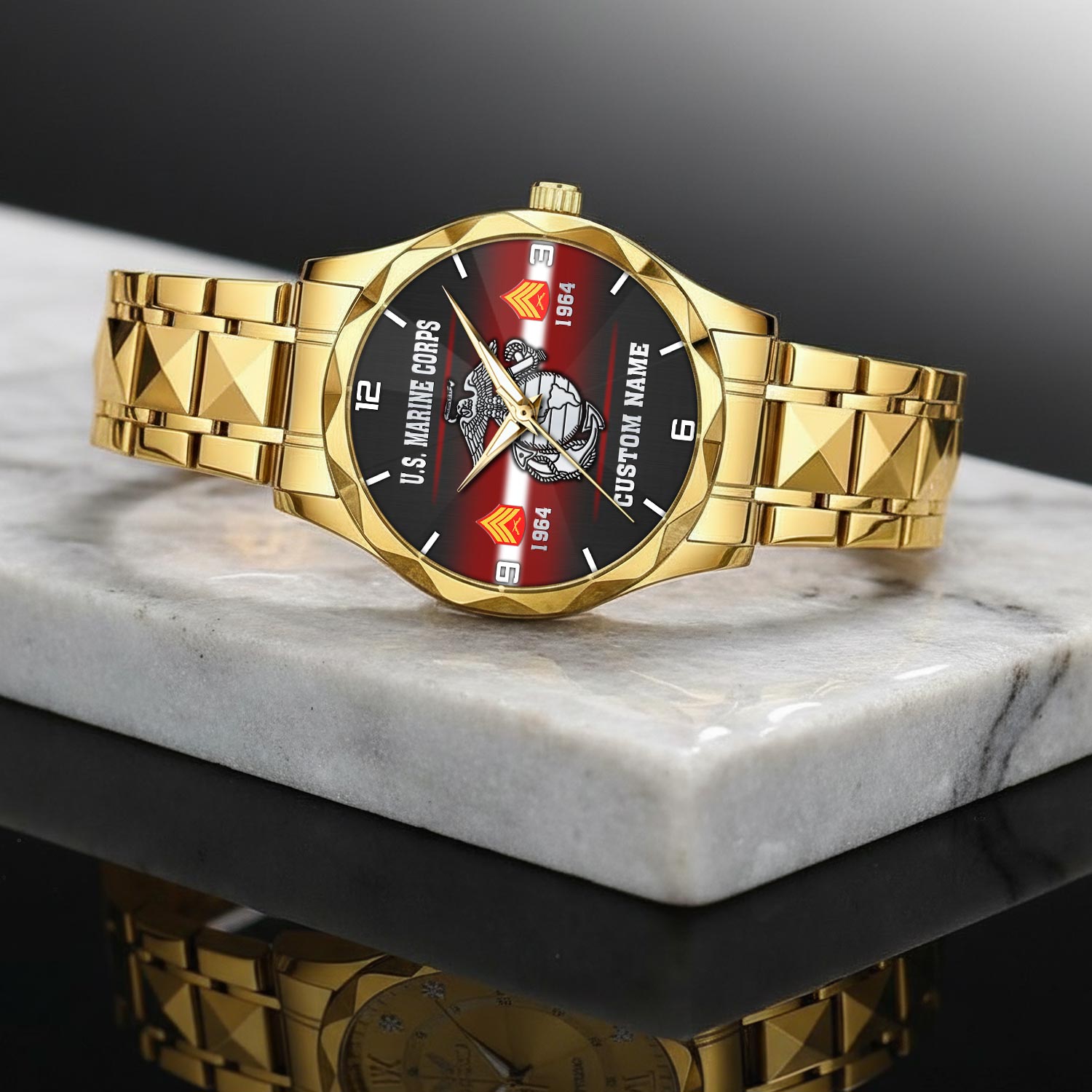 US Marine Corps, Honor The Fallen - Diamond-Cut Bezel Watch - Image 2