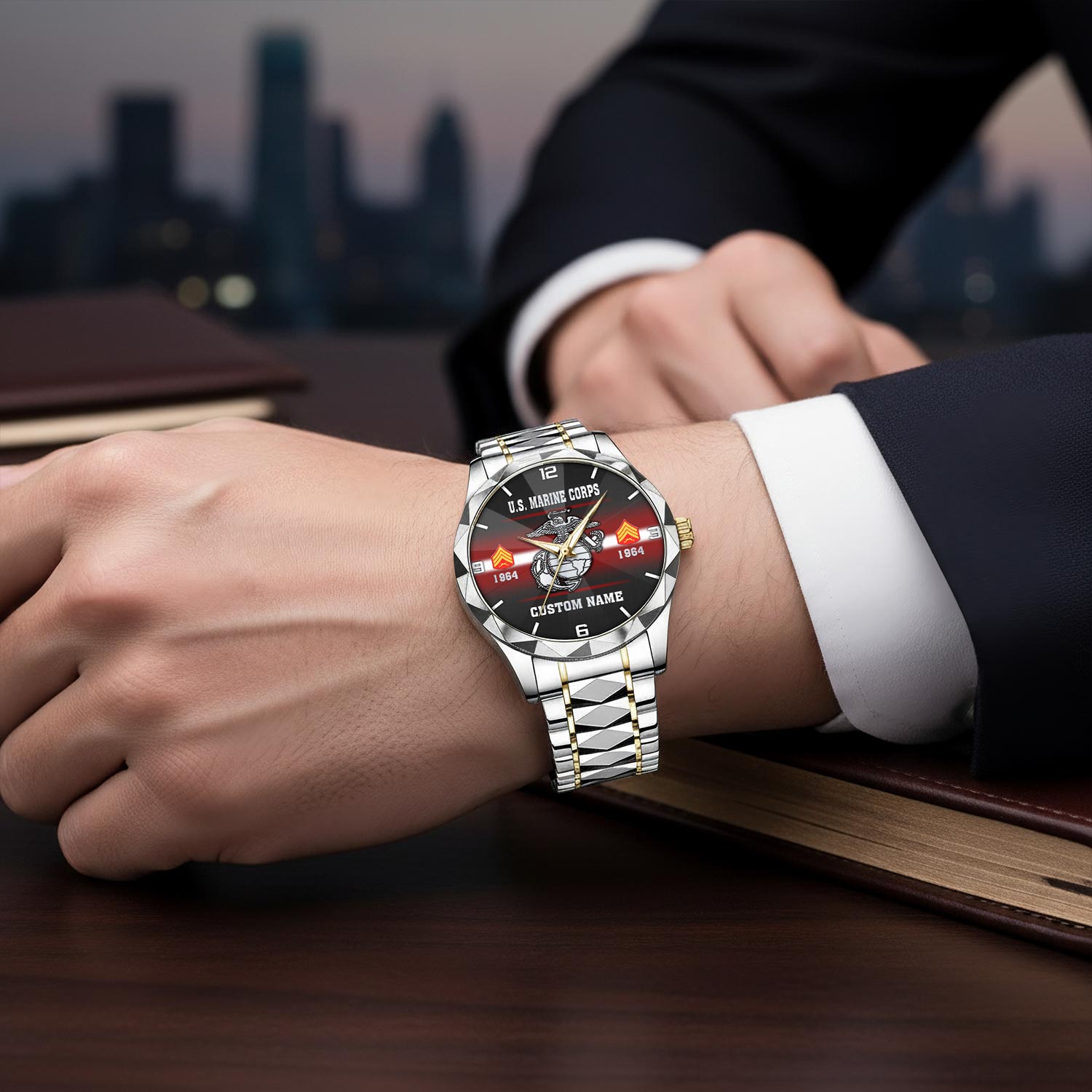 US Marine Corps, Honor The Fallen - Diamond-Cut Bezel Watch - Image 6