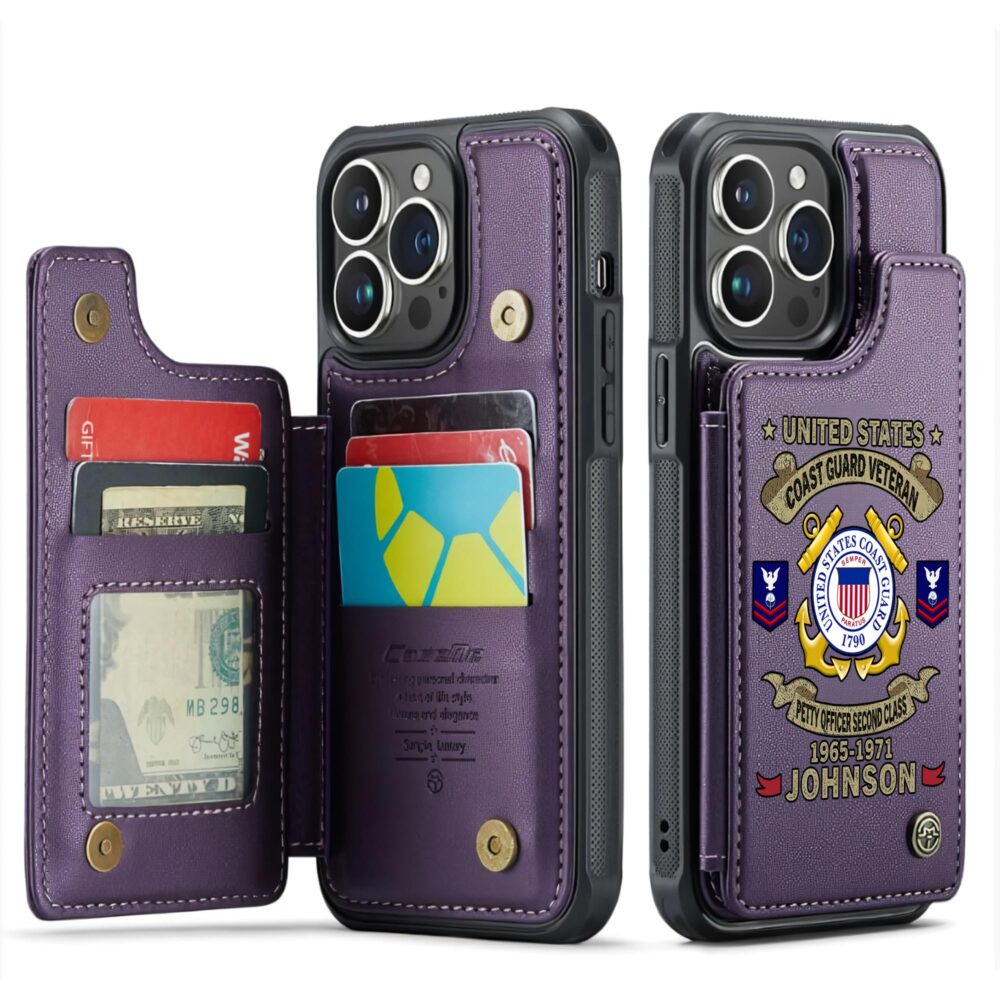 US Coast Guard, Honor, Duty, Service - Leather Flip Phone Case - Image 6