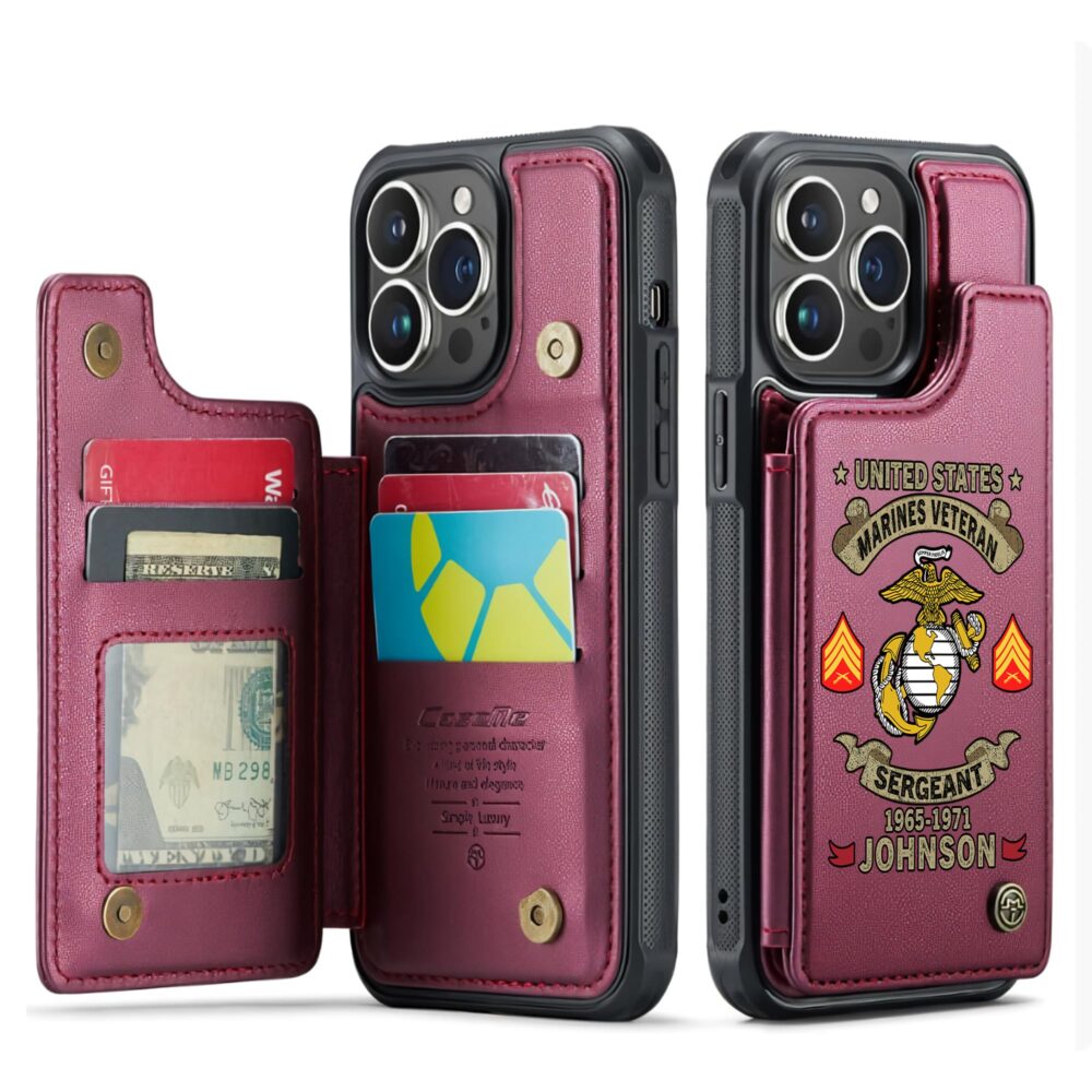 US Marine Corps, E 4 Marines Corporal - Leather Flip Phone Case - Image 4
