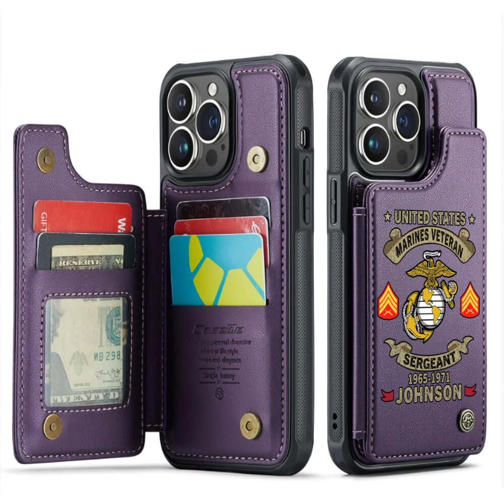 US Marine Corps, E 4 Marines Corporal - Leather Flip Phone Case - Image 6