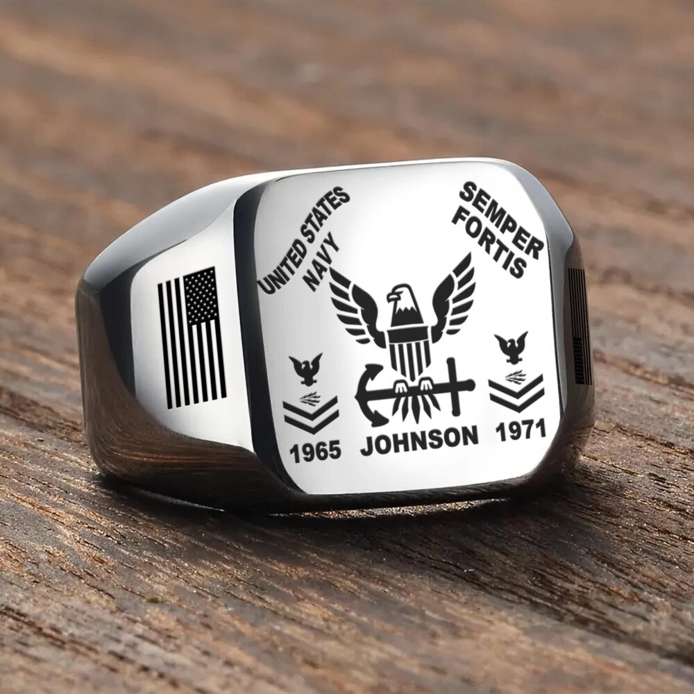 US Navy, Honoring All Who Served - Engraved Men's Ring - Image 3