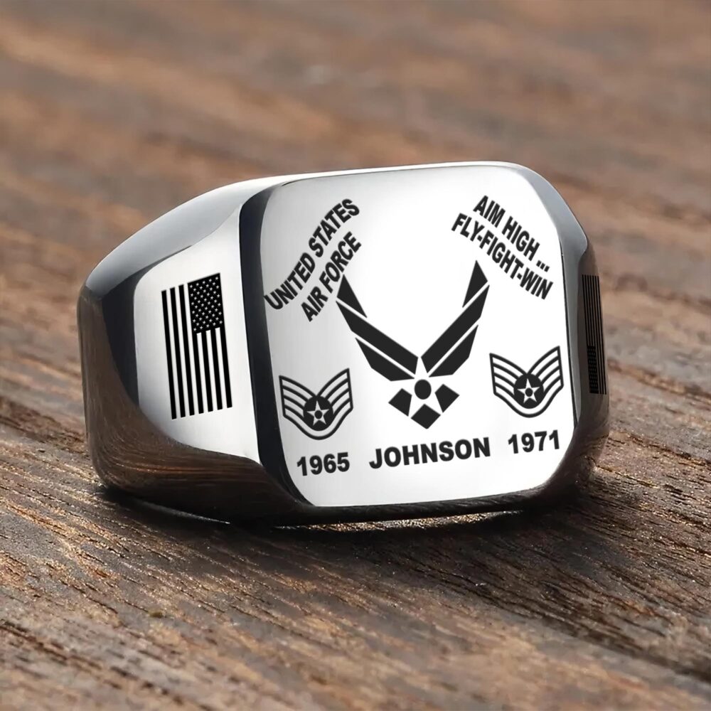 US Air Force , Always Remember, Never Forget - Engraved Men's Ring - Image 3