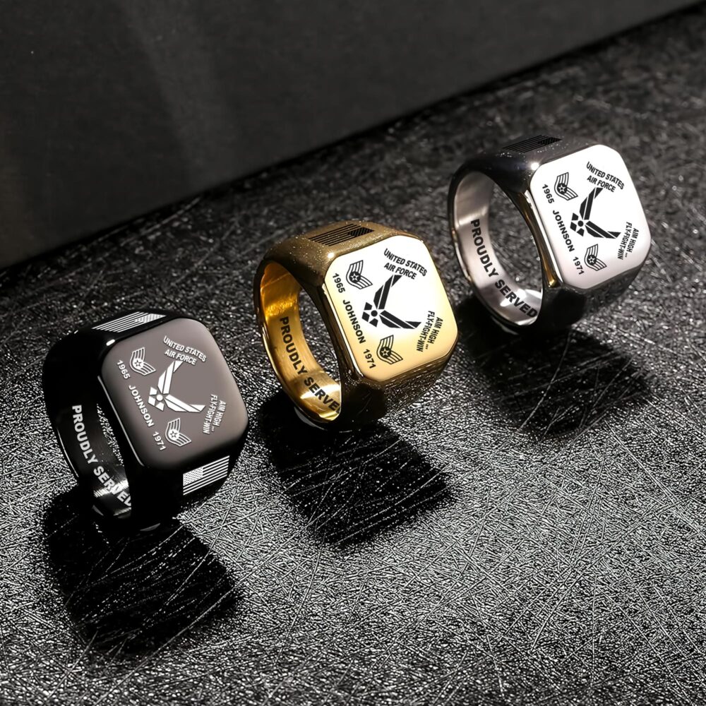 US Air Force , Always Remember, Never Forget - Engraved Men's Ring - Image 7