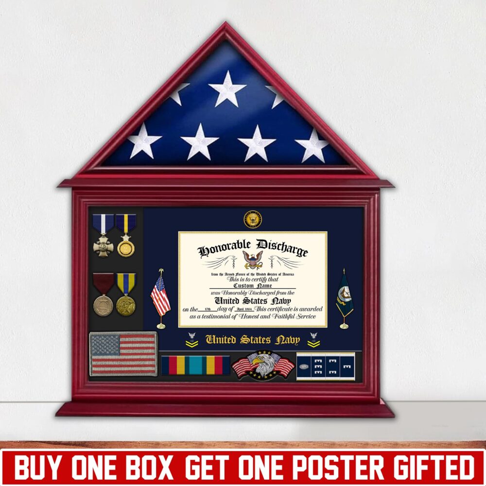 US Navy, Remember - Honor - Respect - Medal Photo Frame Box 20.9*16.5in