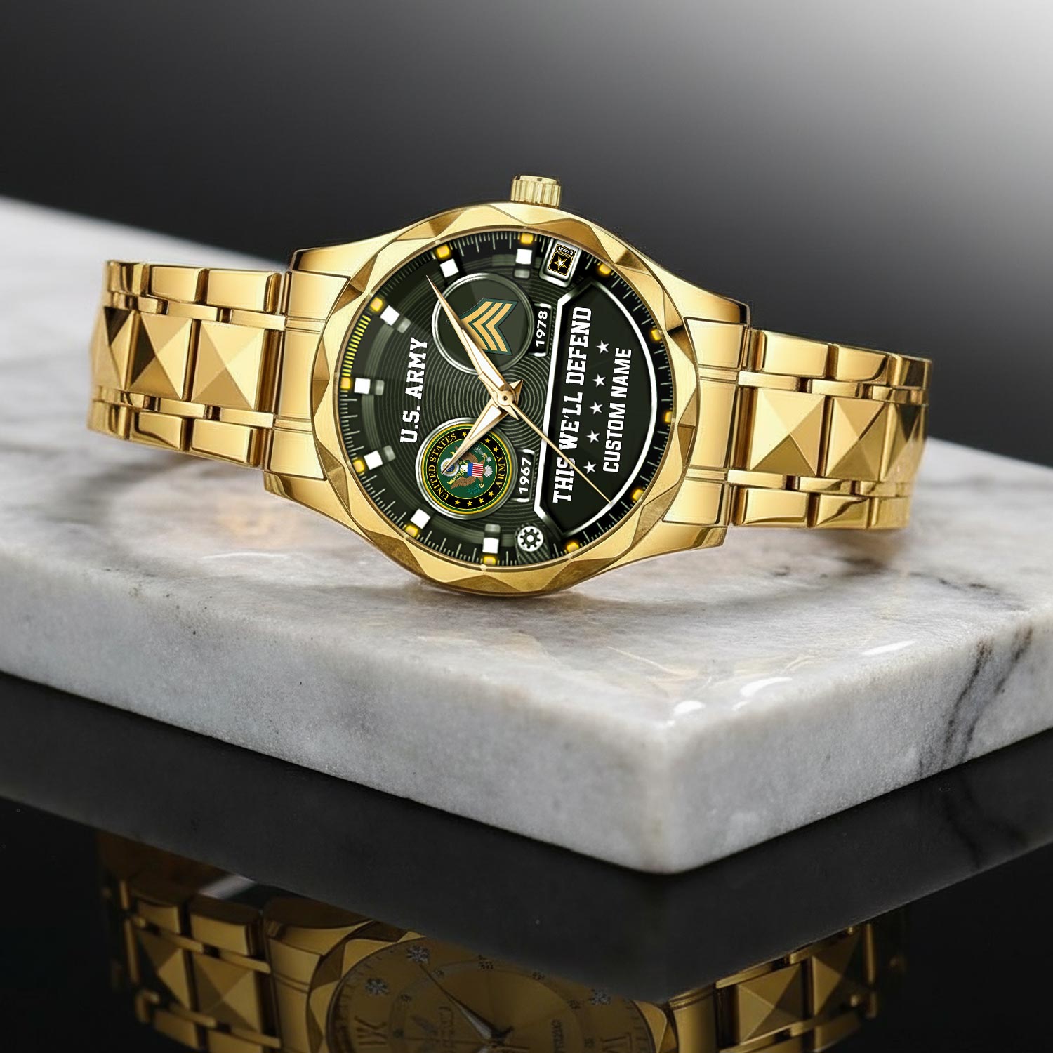 US Army, Freedom Isn't Free - Diamond-Cut Bezel Watch - Image 2