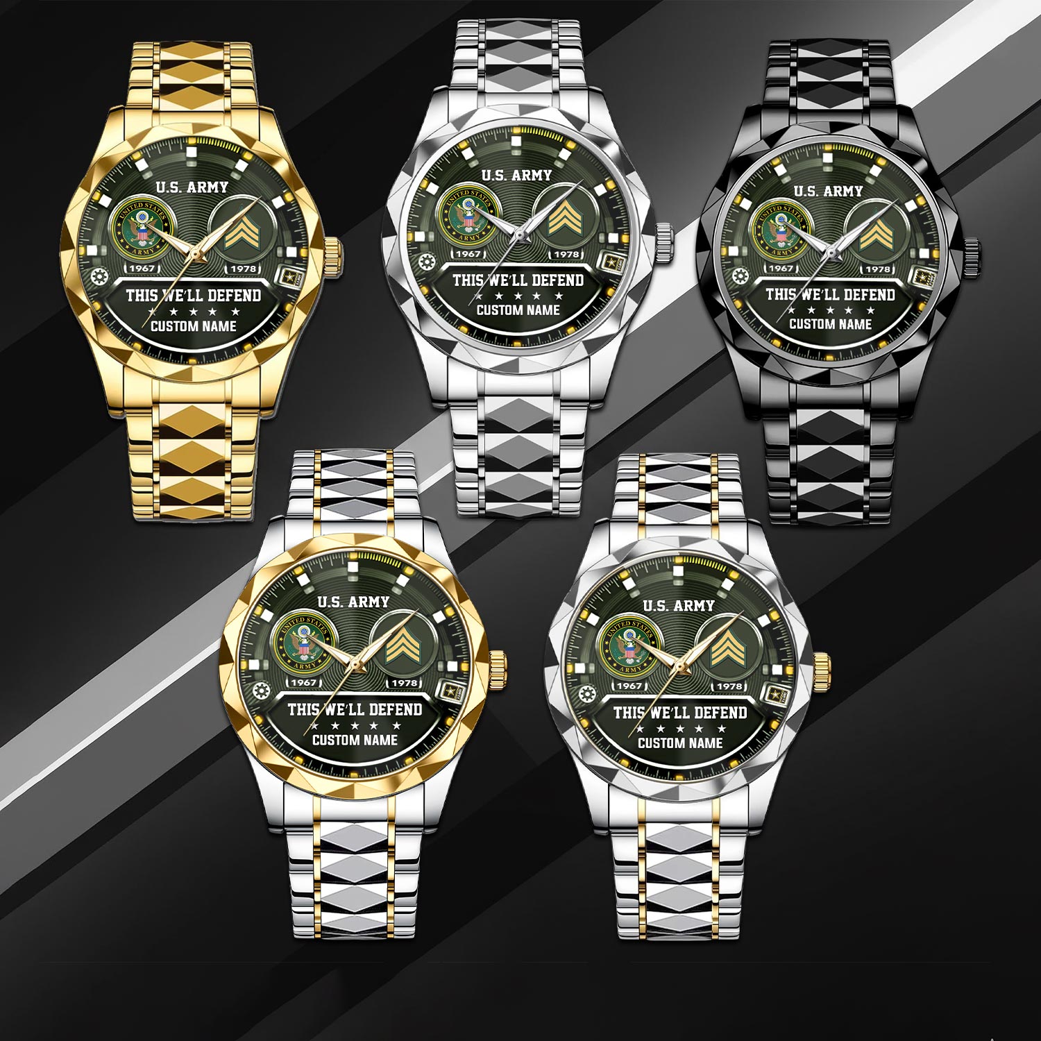 US Army, Freedom Isn't Free - Diamond-Cut Bezel Watch - Image 3