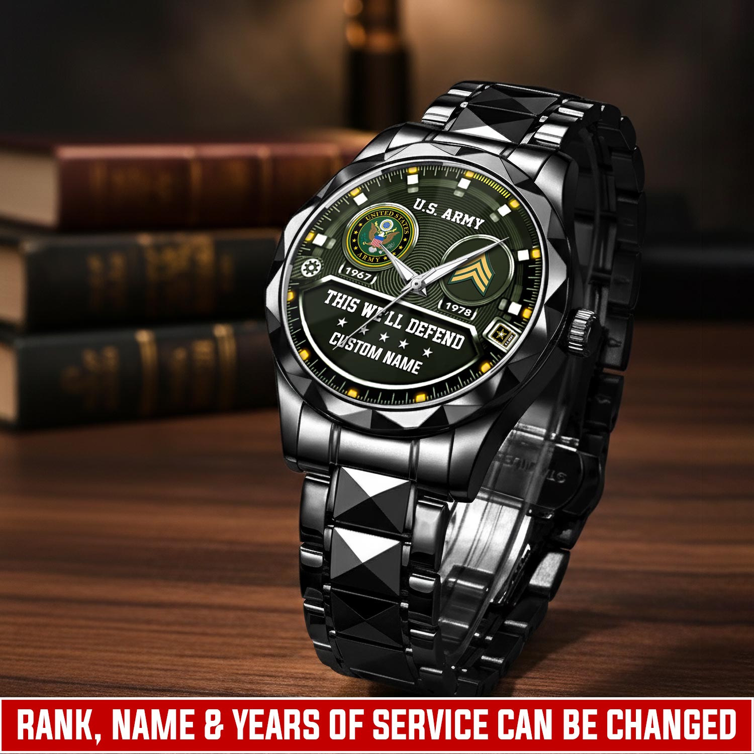 US Army, Freedom Isn't Free - Diamond-Cut Bezel Watch
