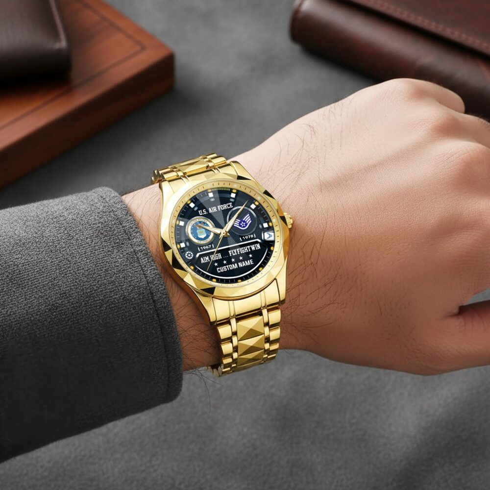 US Air Force, E 8 Air Force Senior Master Sergeant - Diamond-Cut Bezel Watch - Image 5