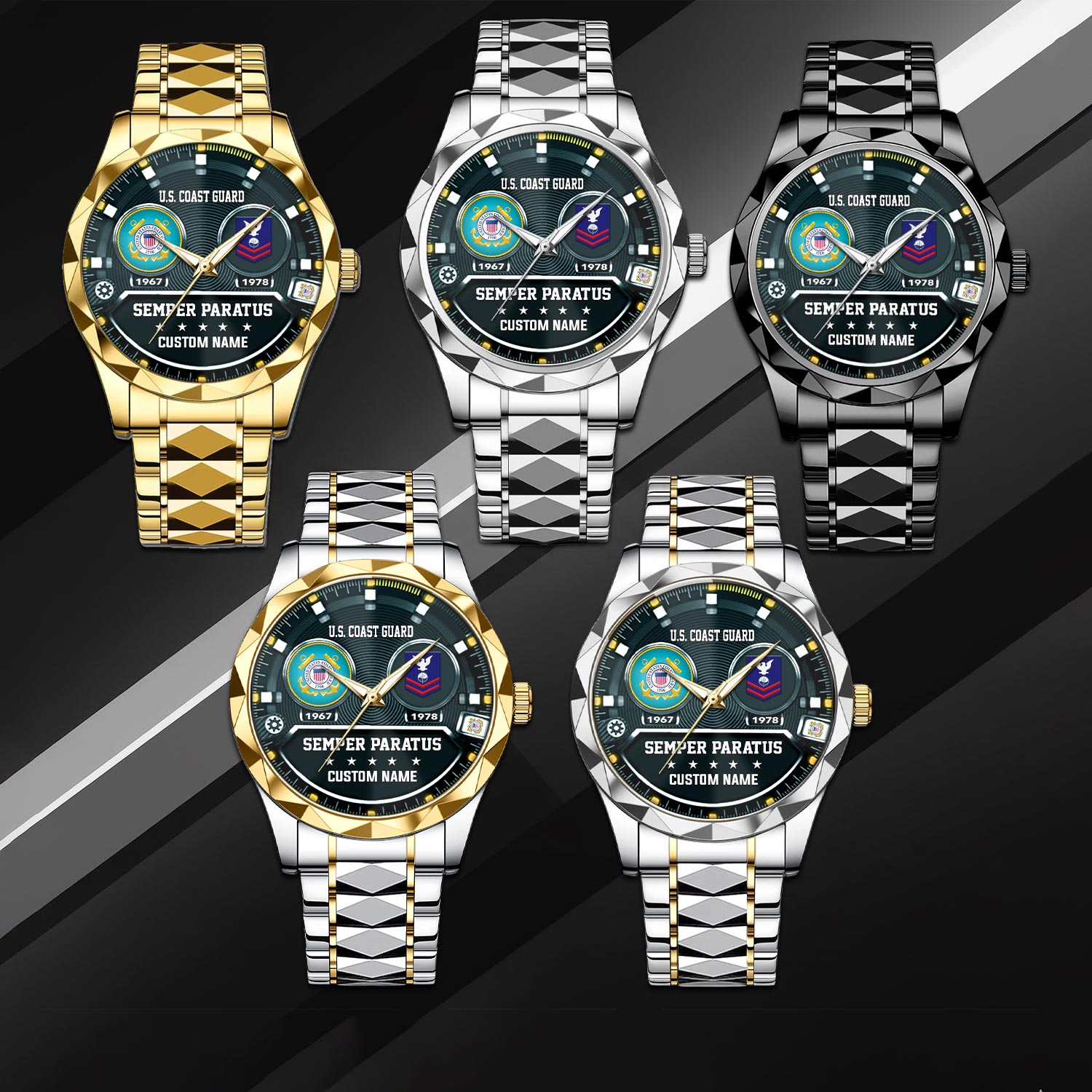 US Coast Guard, Honor The Fallen - Diamond-Cut Bezel Watch - Image 3