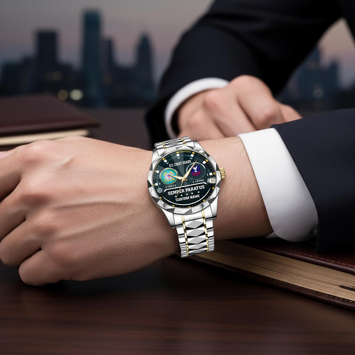 US Coast Guard, Honor The Fallen - Diamond-Cut Bezel Watch - Image 6