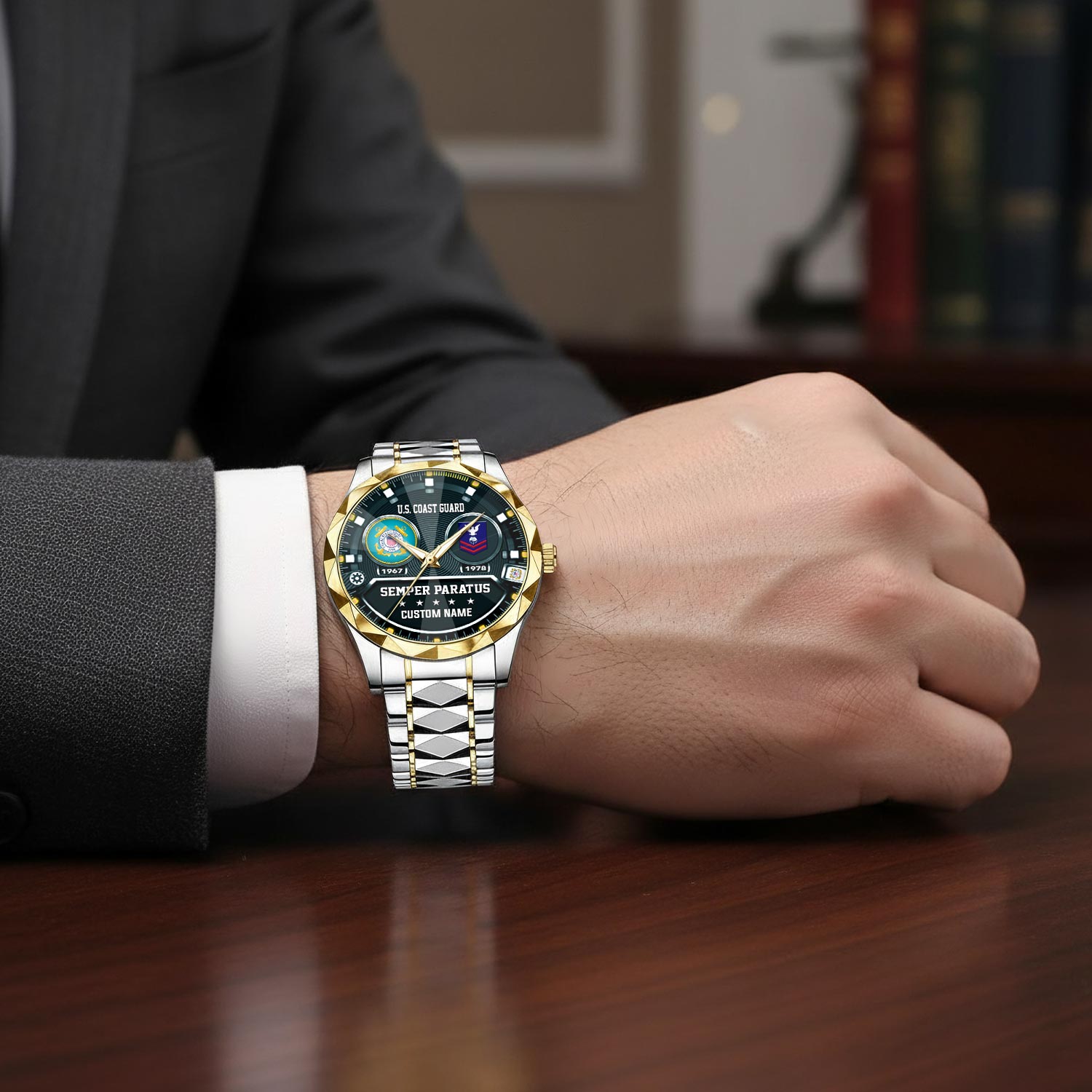 US Coast Guard, Honor The Fallen - Diamond-Cut Bezel Watch - Image 7