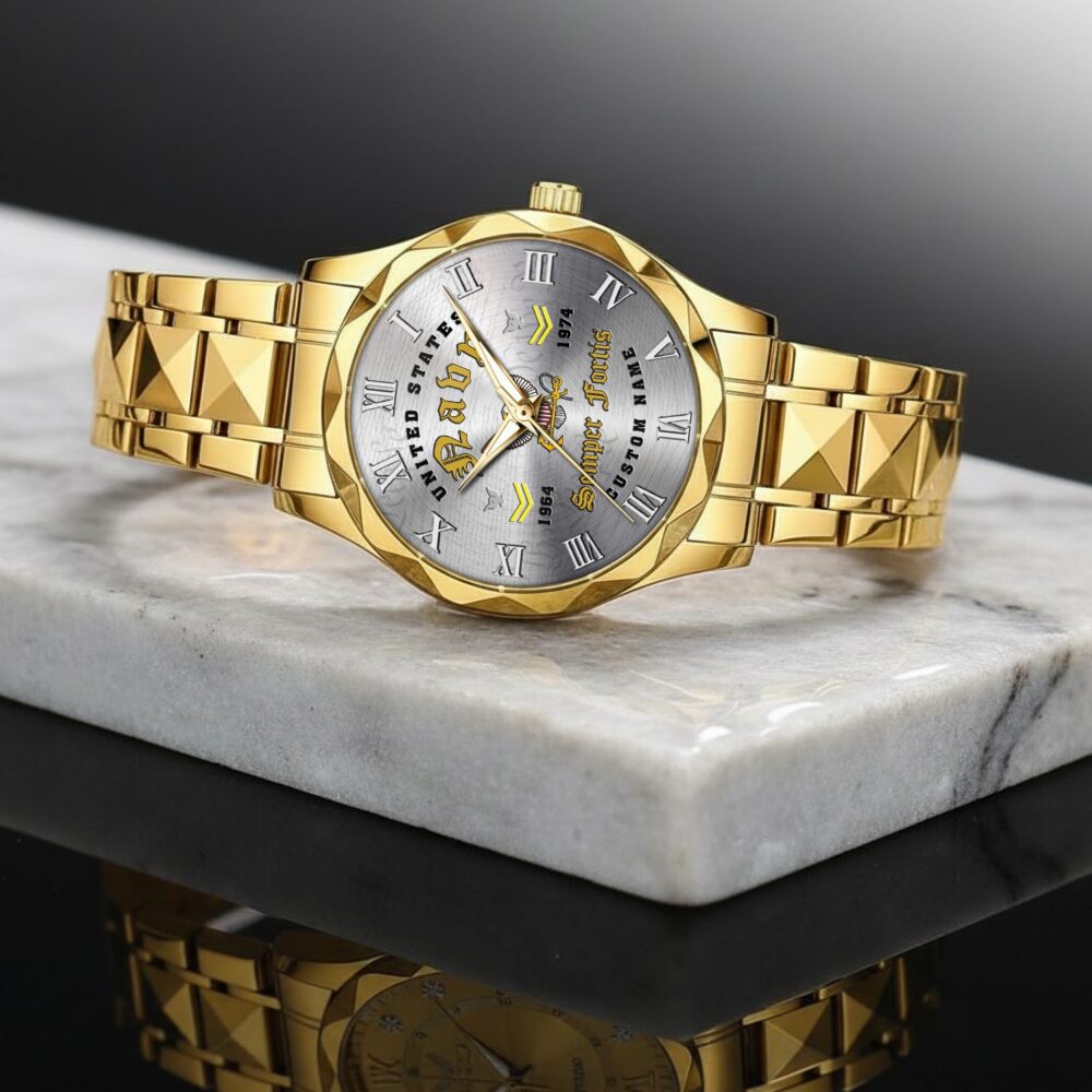 US Navy, Land Of The Free, Because Of The Brave - Diamond-Cut Bezel Watch - Image 2