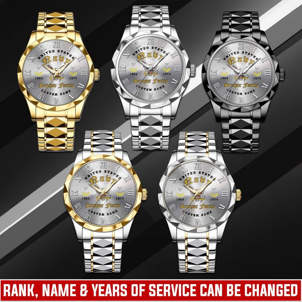 US Navy, Land Of The Free, Because Of The Brave - Diamond-Cut Bezel Watch