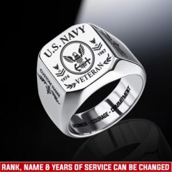 US Navy, E 5 Red - Engraved Men's Ring