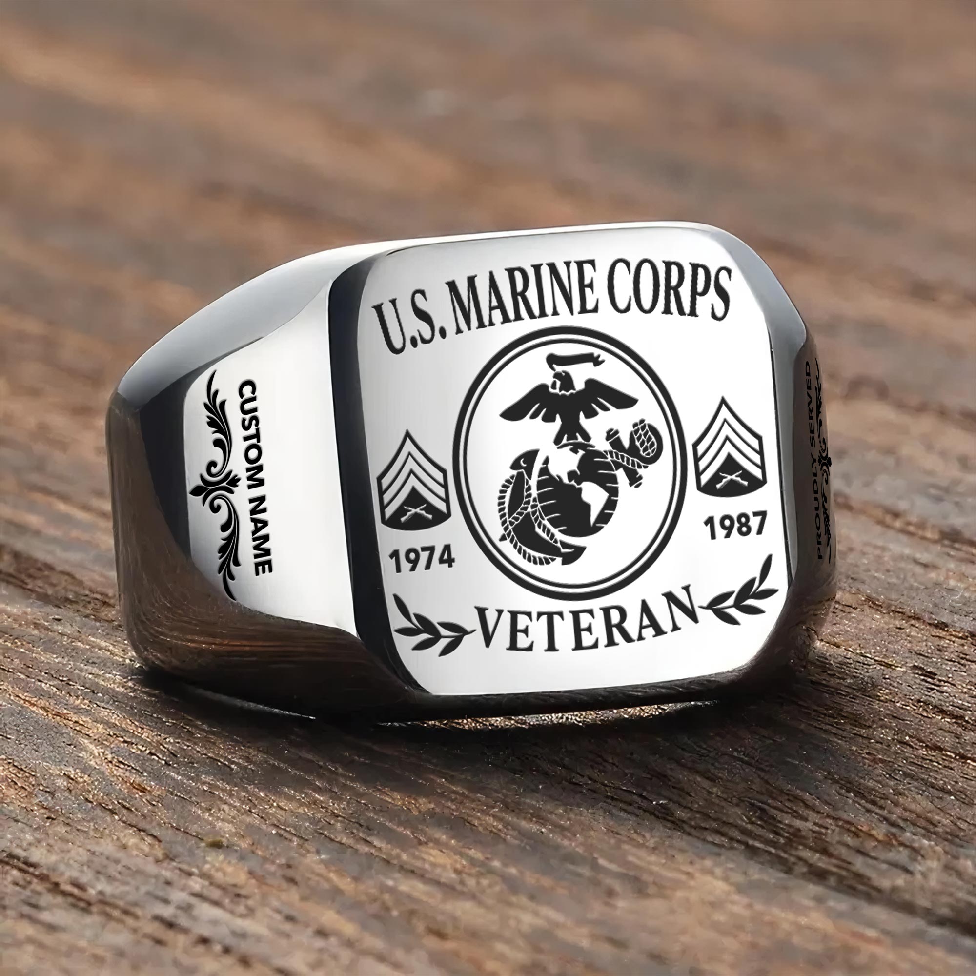 US Marine Corps, The Few, The Proud - Engraved Men's Ring - Image 3