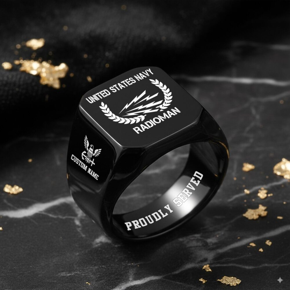 Navy Rating, Lest We Forget - Engraved Men's Ring - Image 8