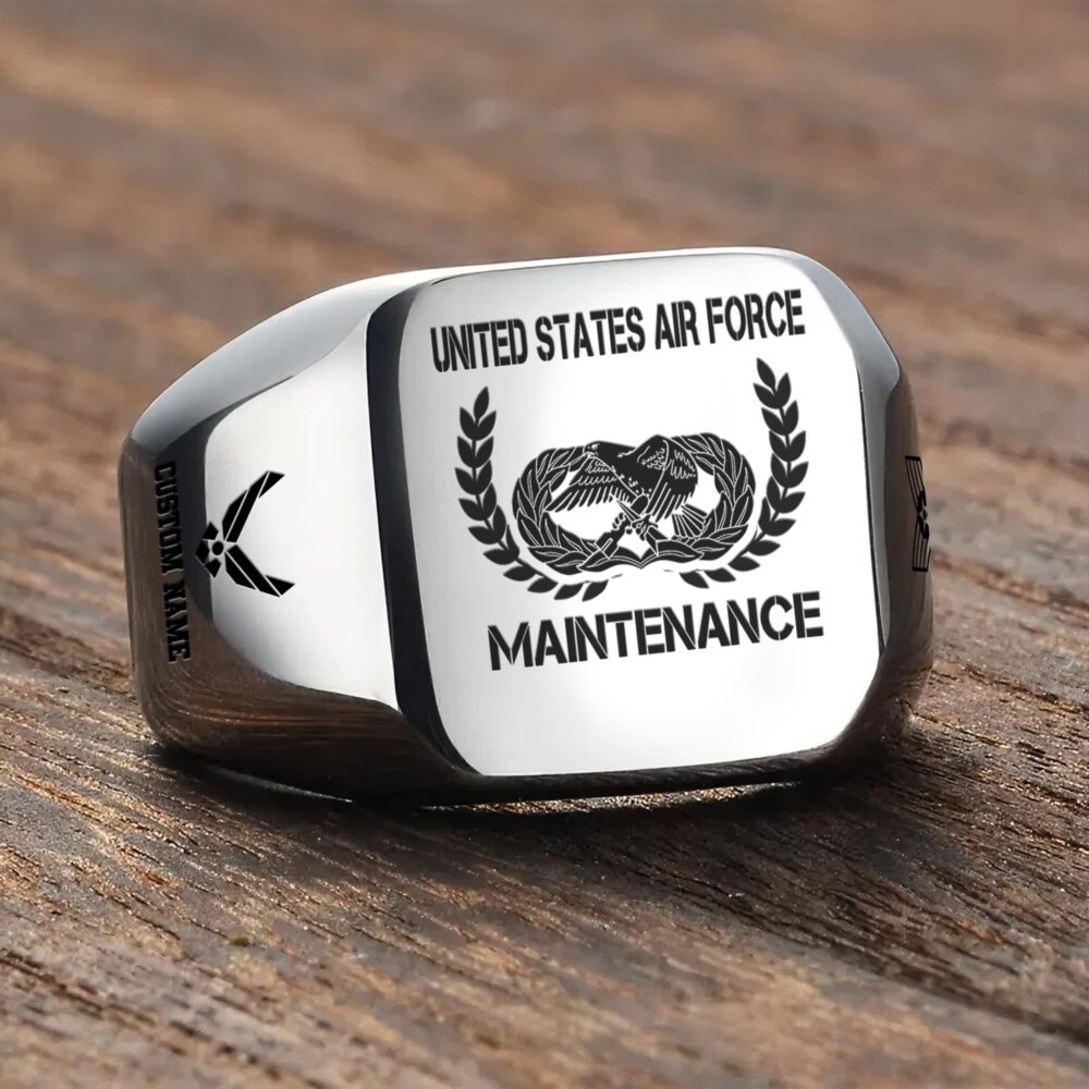 Air Force Badge, E 6 Air Force Technical Sergeant - Engraved Men's Ring - Image 3
