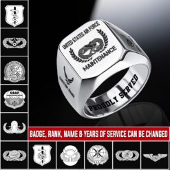 Air Force Badge, E 6 Air Force Technical Sergeant - Engraved Men's Ring