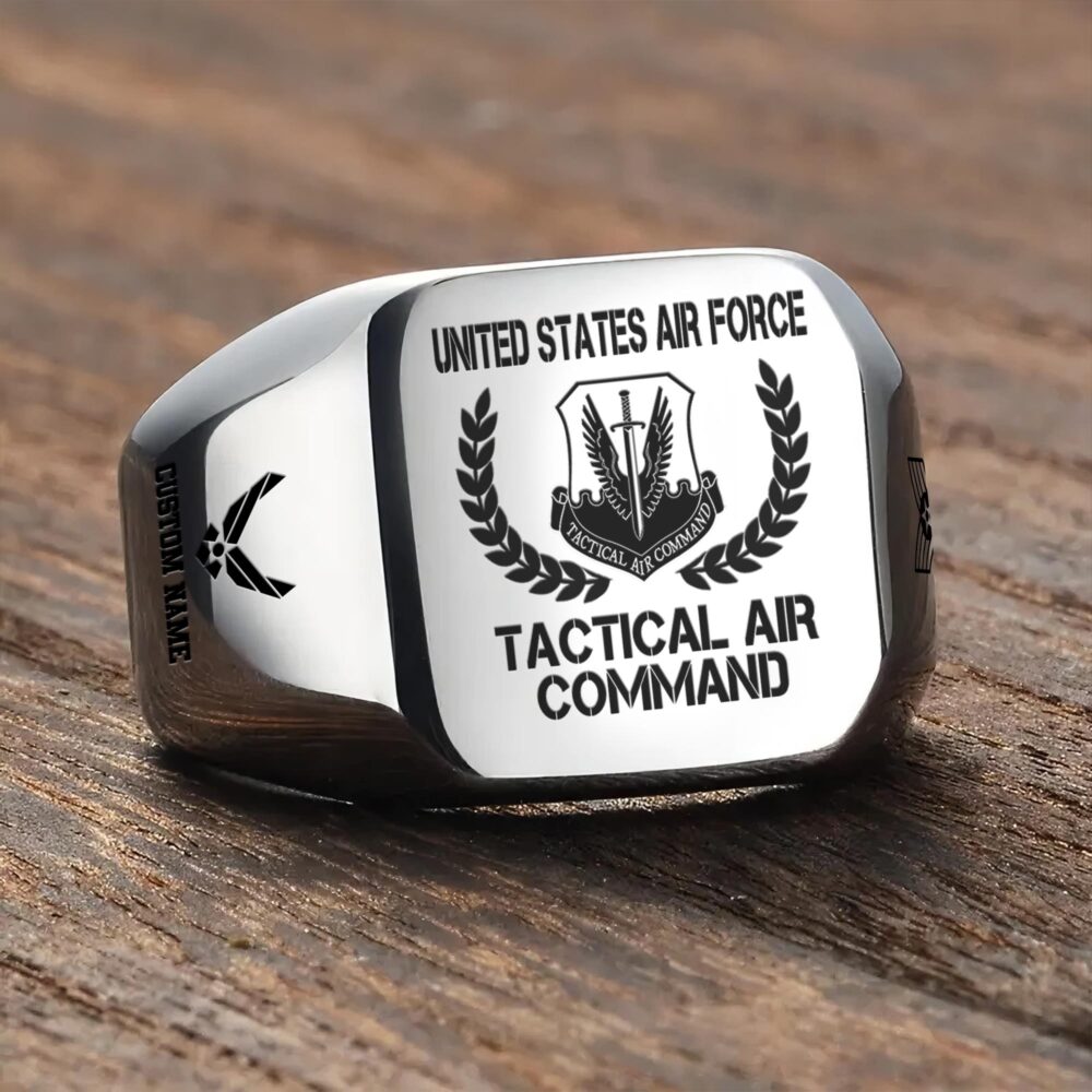 Air Force Command, Aim High … Fly-Fight-Win - Engraved Men's Ring - Image 3