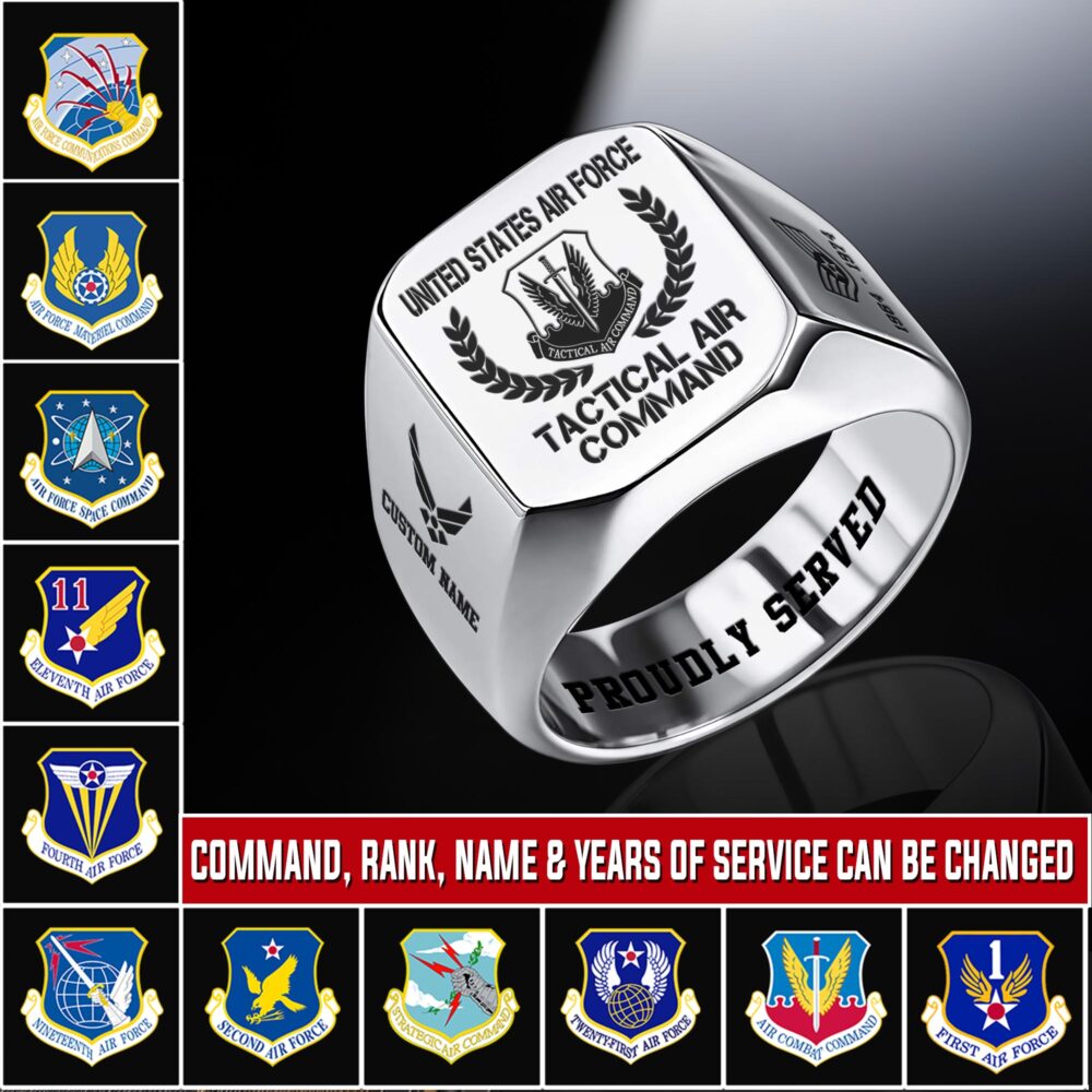 Air Force Command, Aim High … Fly-Fight-Win - Engraved Men's Ring
