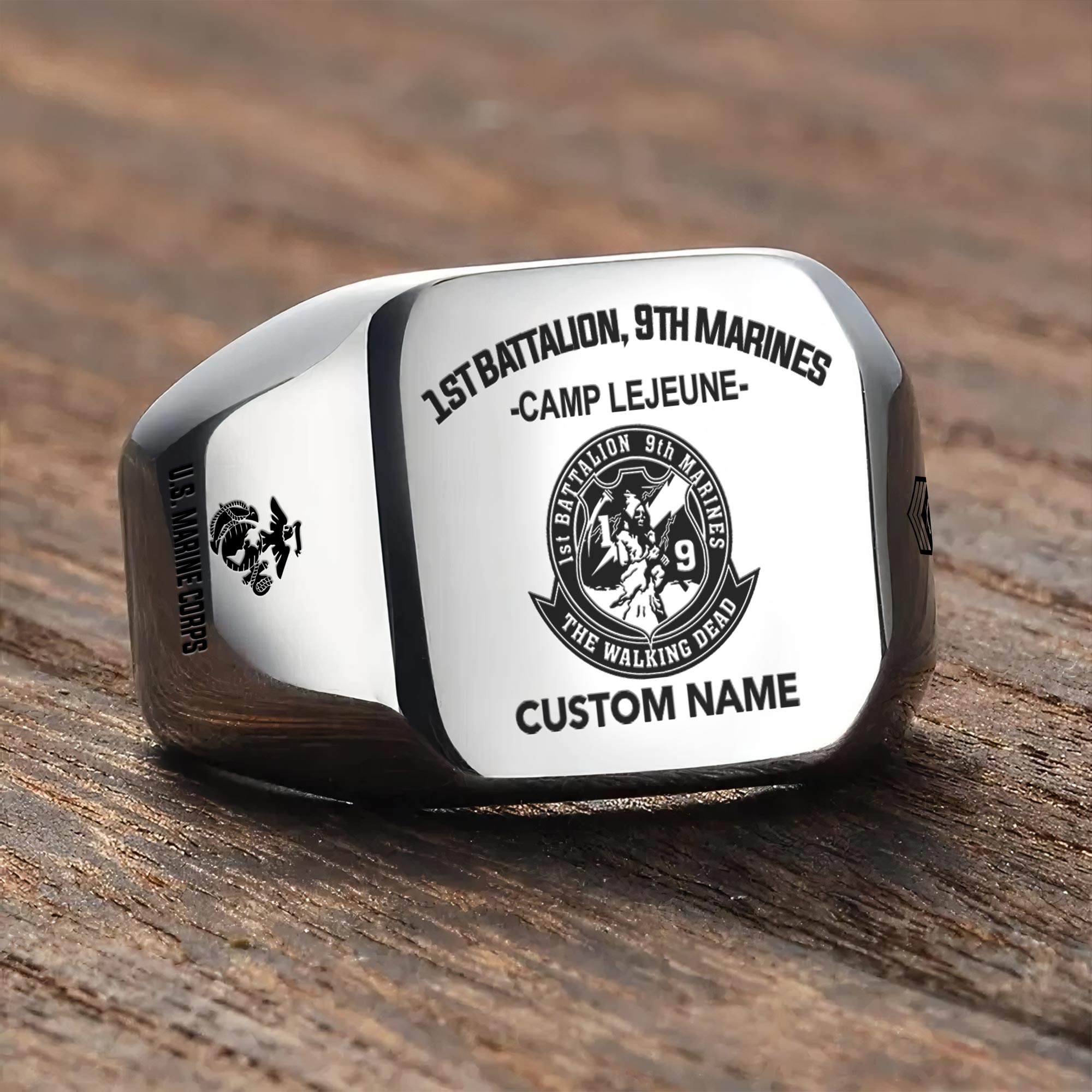 Marine Battalion, Semper Fidelis - Engraved Men's Ring - Image 3