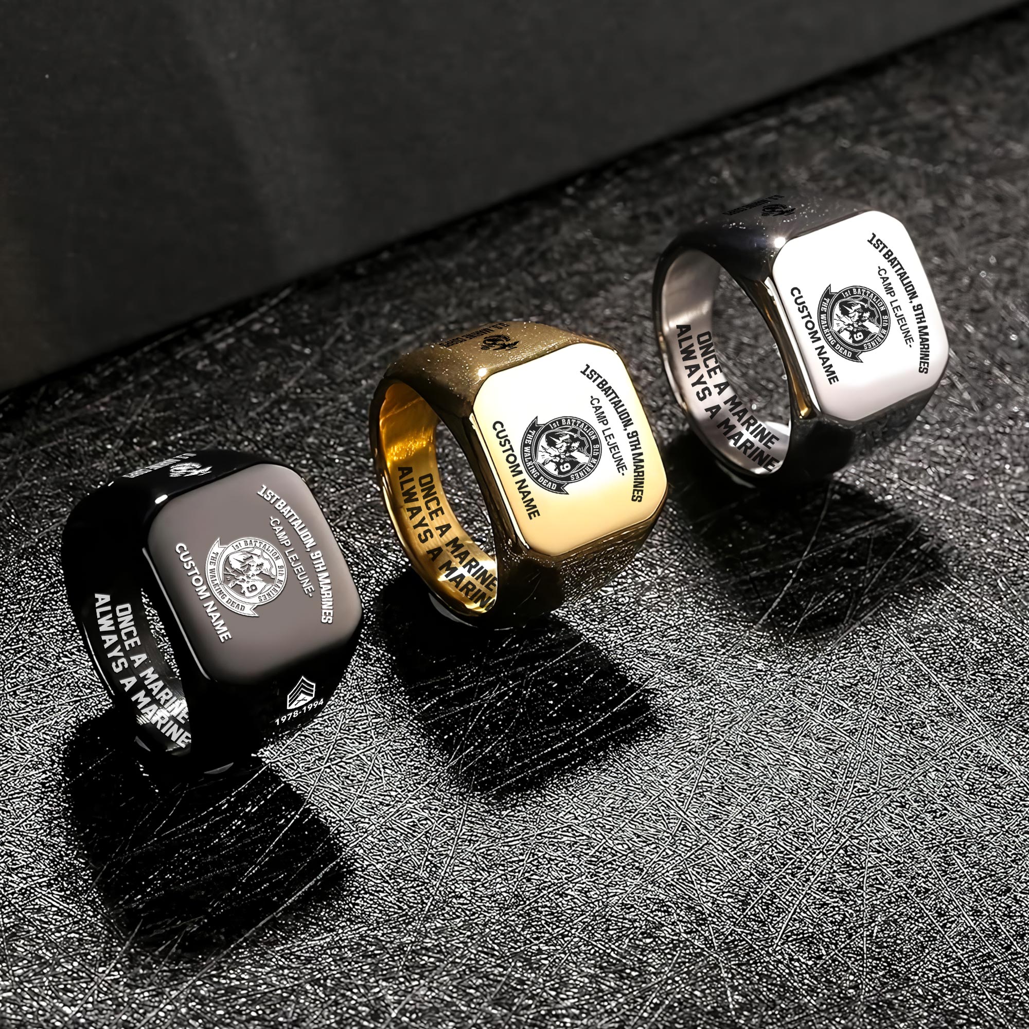 Marine Battalion, Semper Fidelis - Engraved Men's Ring - Image 7
