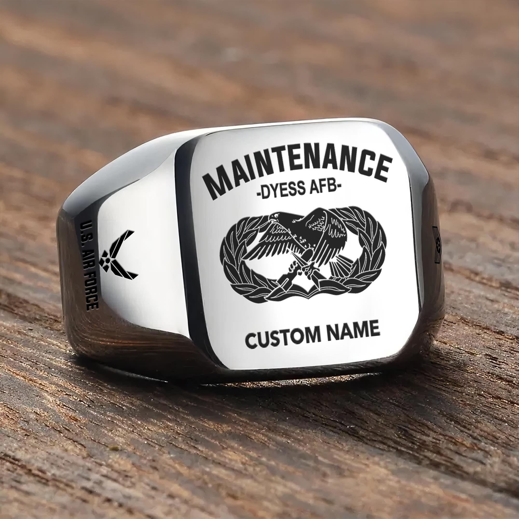 Air Force Badge, Always Remember, Never Forget - Engraved Men's Ring - Image 3