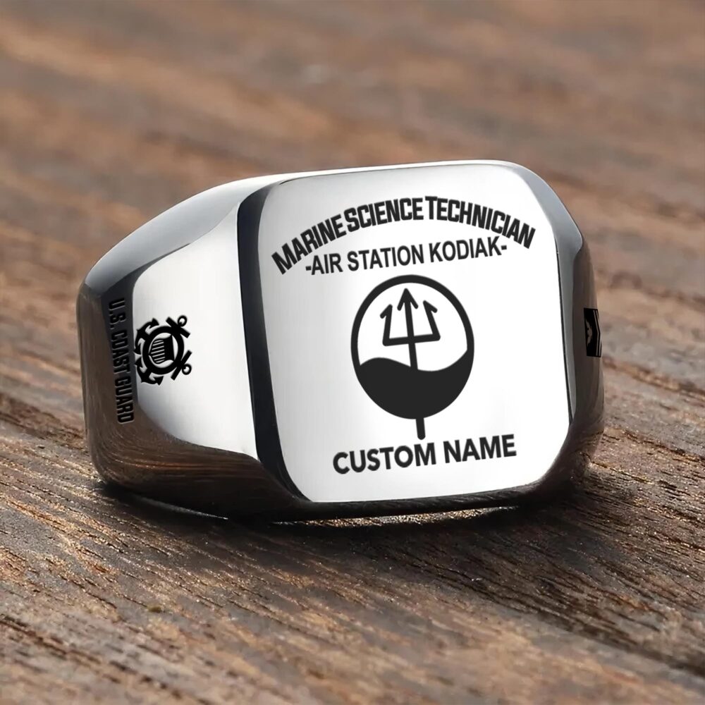 Coast Guard Rating, E 7 Gold - Engraved Men's Ring - Image 3