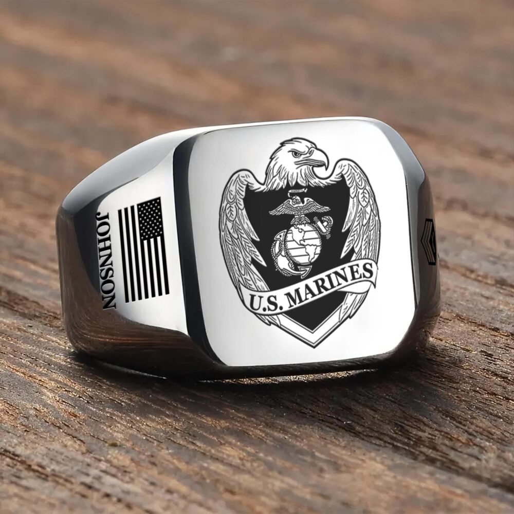 US Marine Corps, E 9 Marines Sergeant Major - Engraved Men's Ring - Image 3