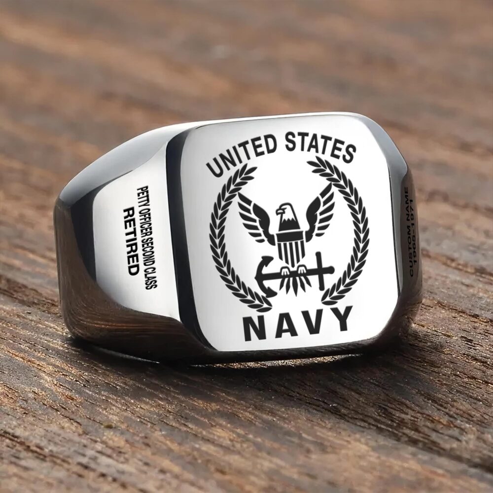 US Navy, Life And Pride - Engraved Men's Ring - Image 3