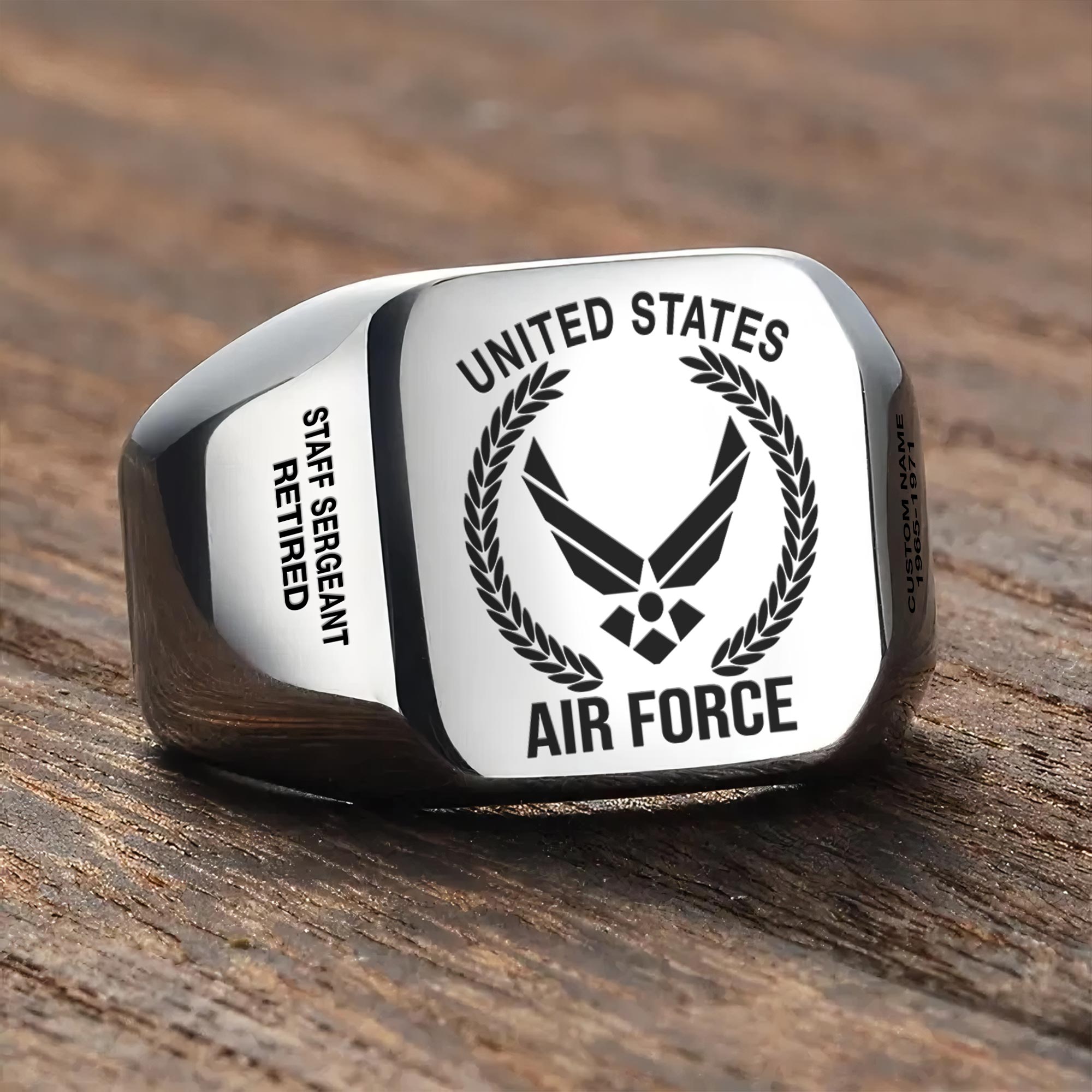 US Air Force , Honoring All Who Served - Engraved Men's Ring - Image 3