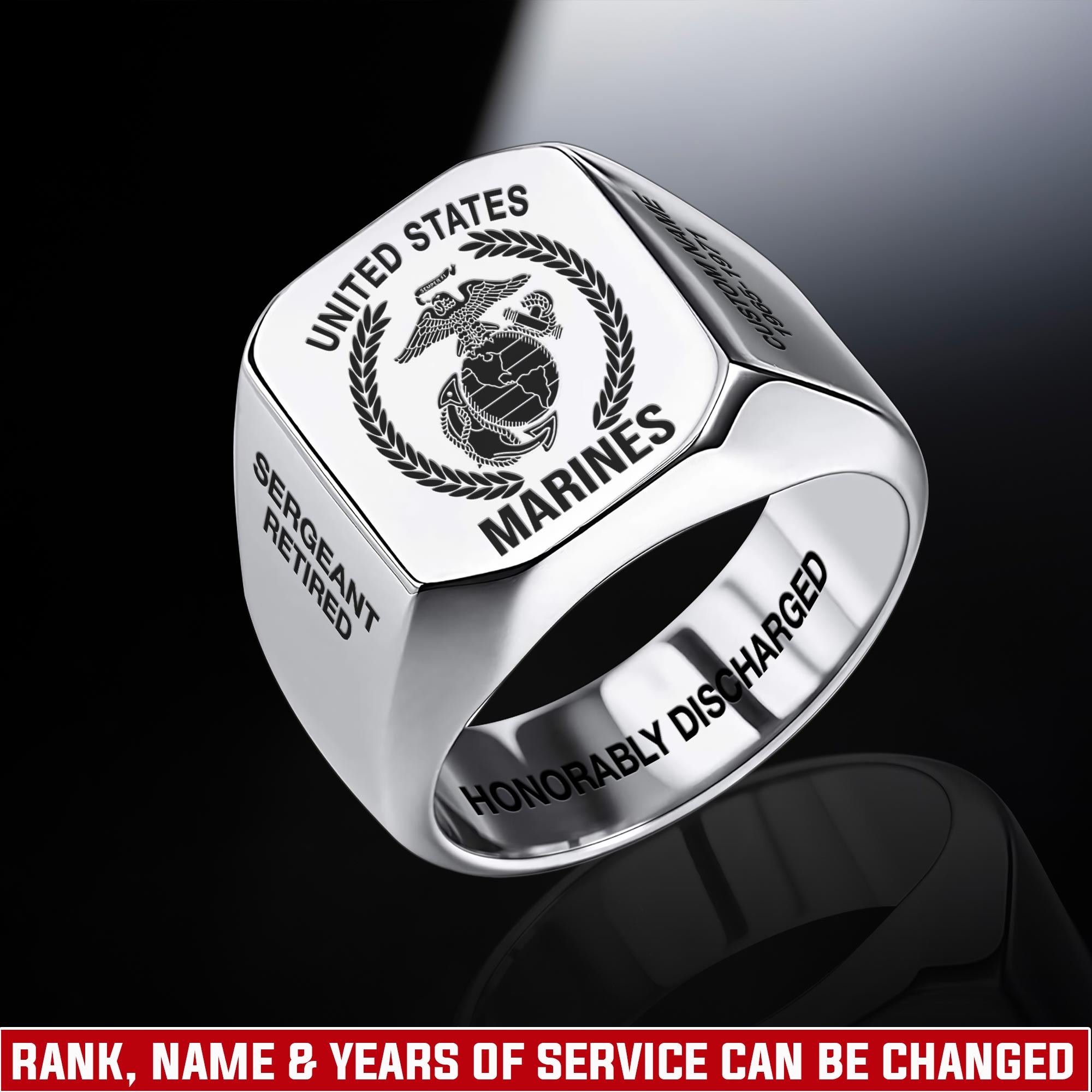 US Marine Corps, E 6 Marines Staff Sergeant - Engraved Men's Ring