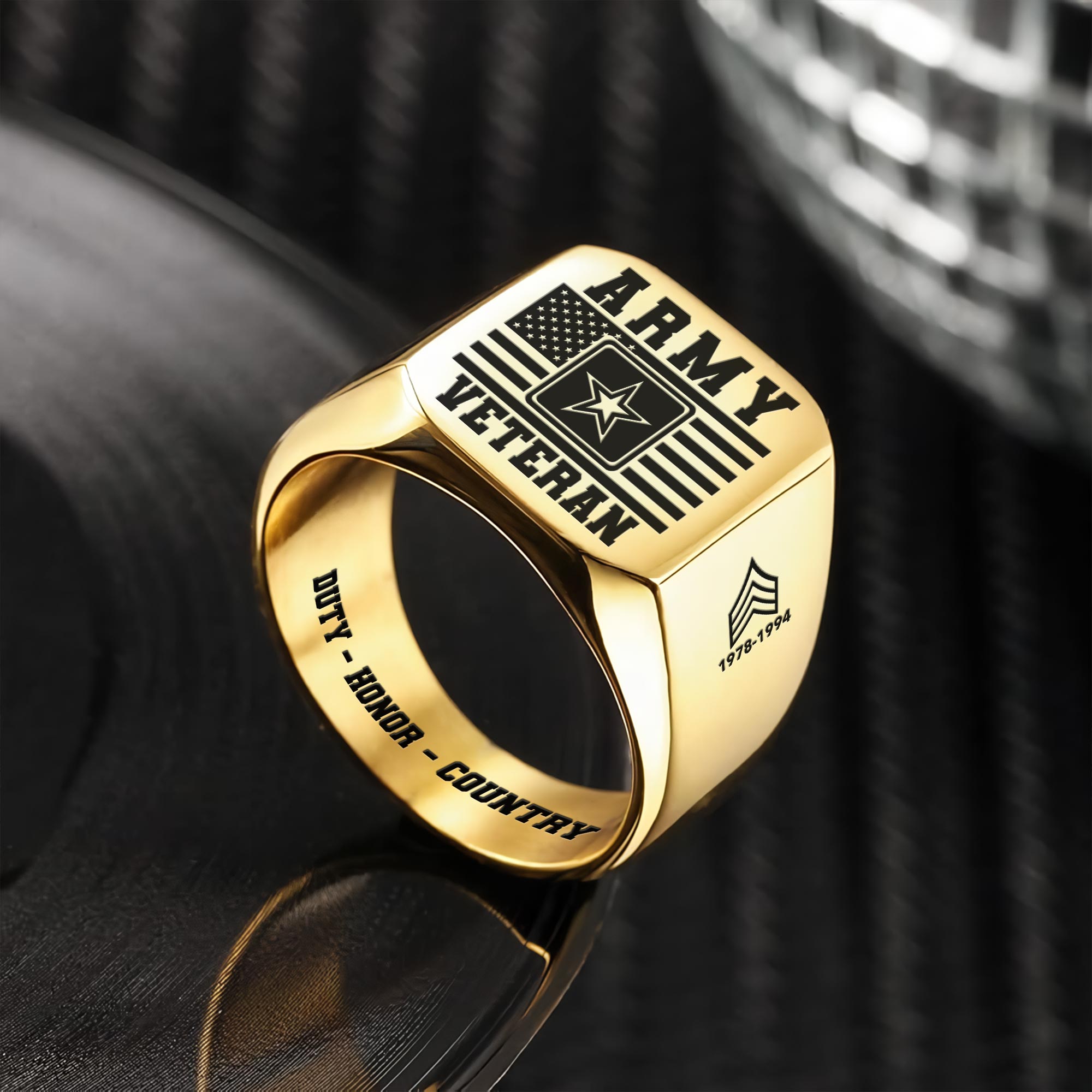 US Army, No One Gets Left Behind - Engraved Men's Ring - Image 2
