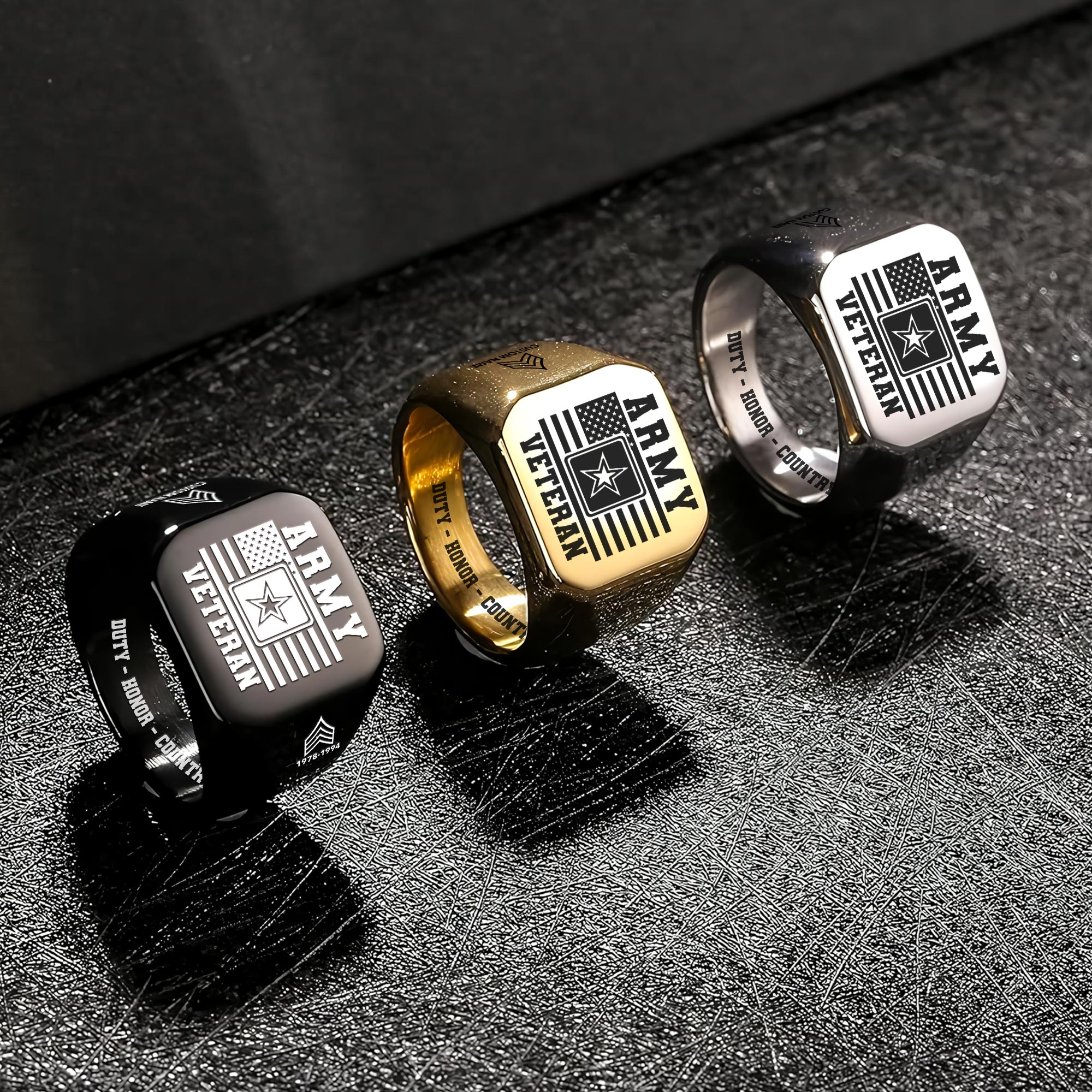 US Army, No One Gets Left Behind - Engraved Men's Ring - Image 7