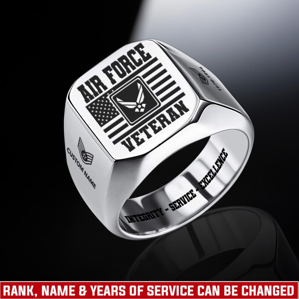 US Air Force , American By Birth, Veteran By Choice - Engraved Men's Ring