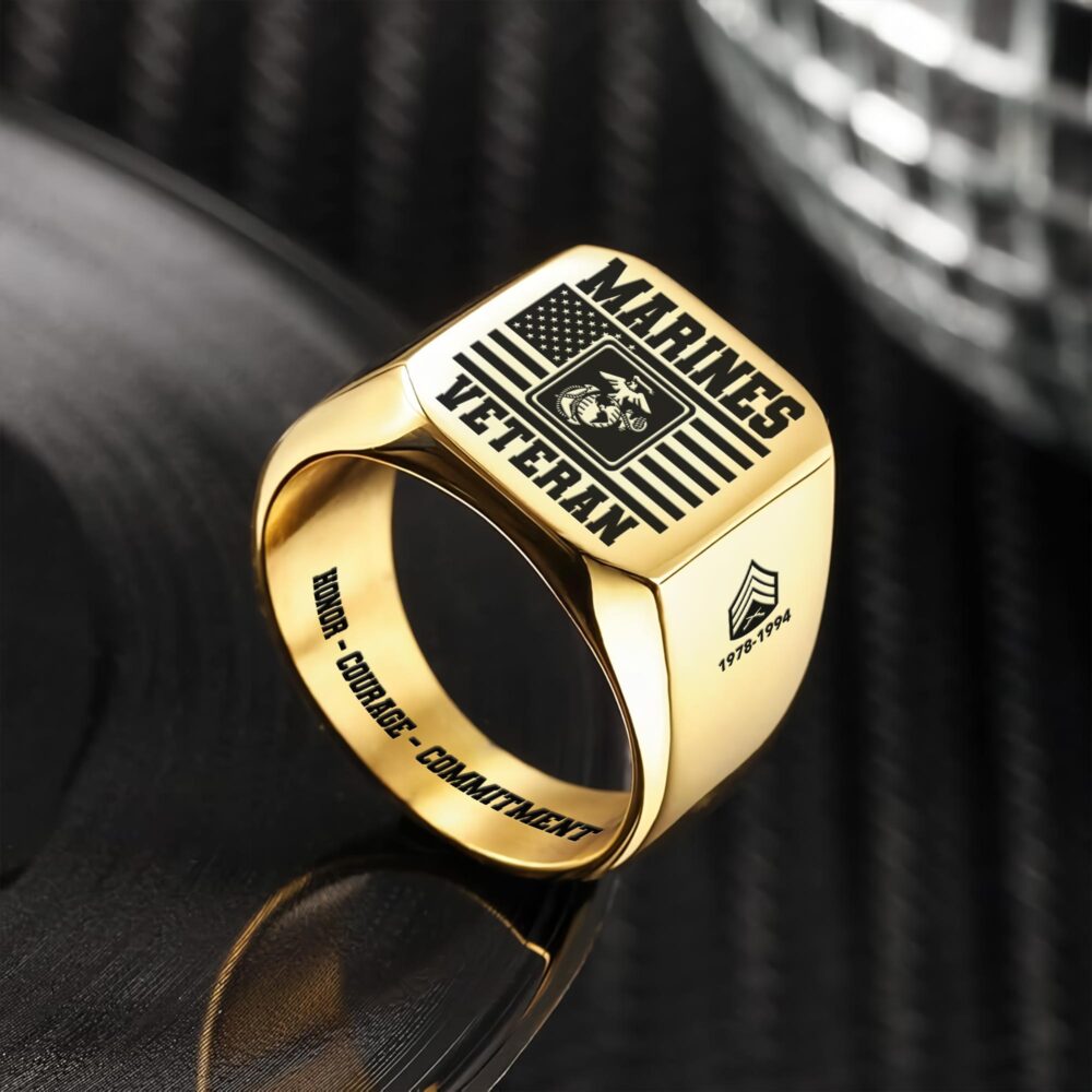 US Marine Corps, Lest We Forget - Engraved Men's Ring - Image 2