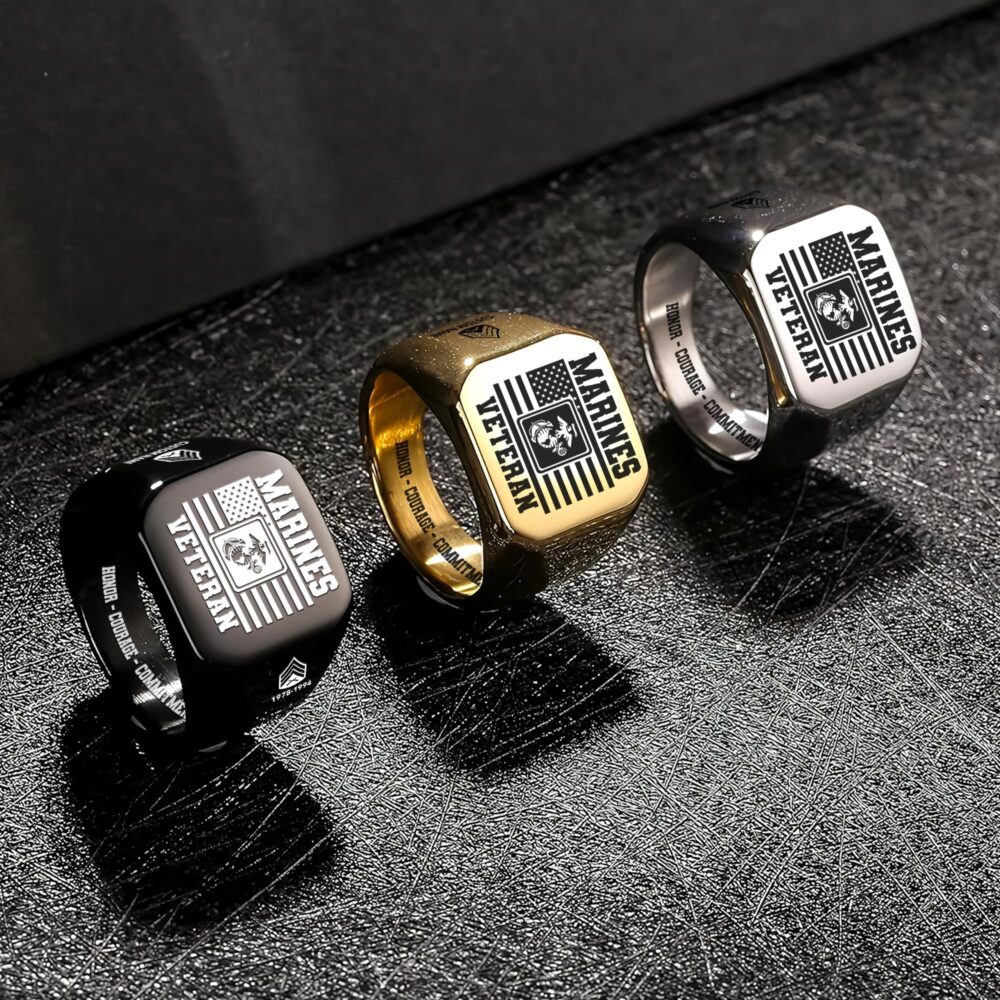 US Marine Corps, Lest We Forget - Engraved Men's Ring - Image 7