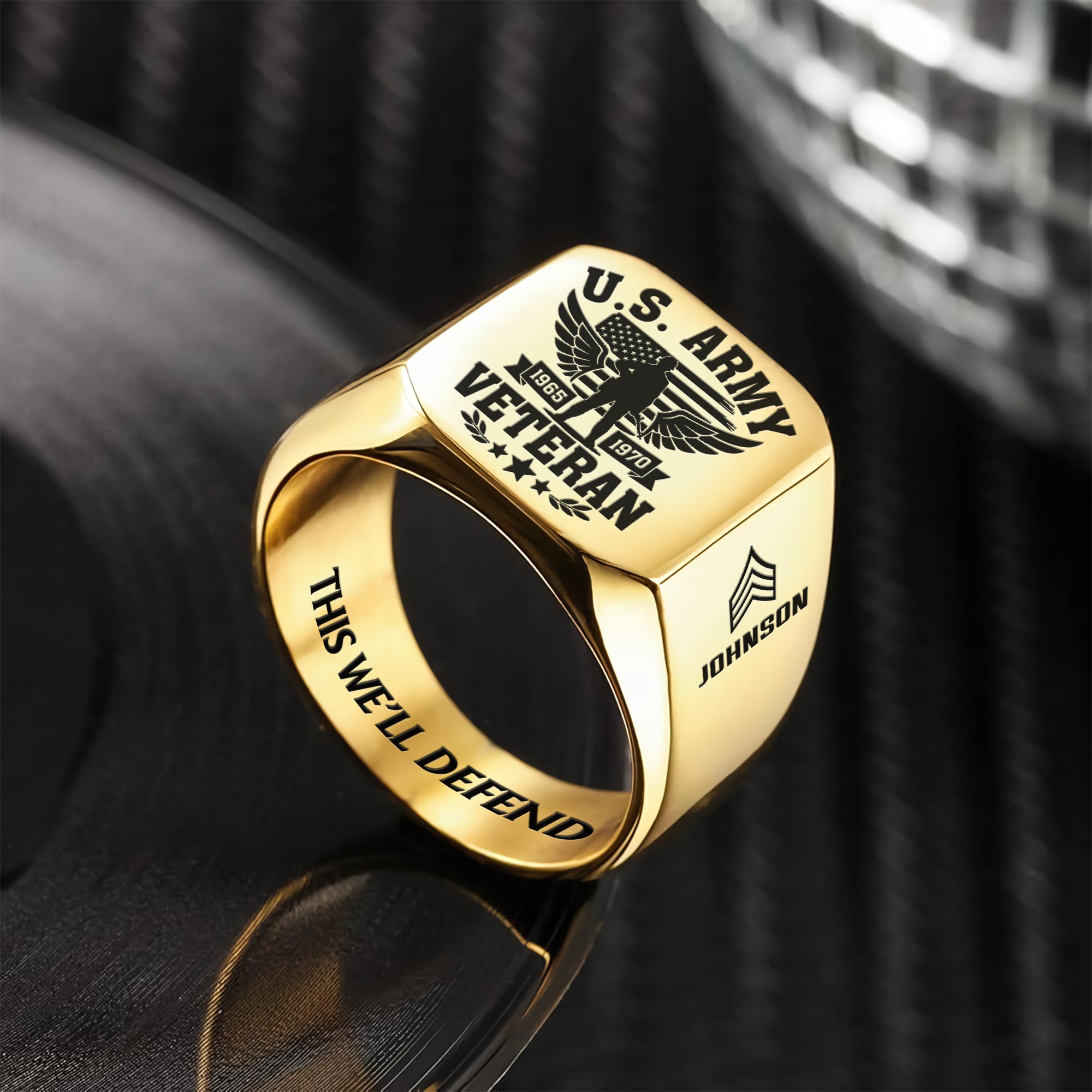 US Army, Honor The Fallen - Engraved Men's Ring - Image 2