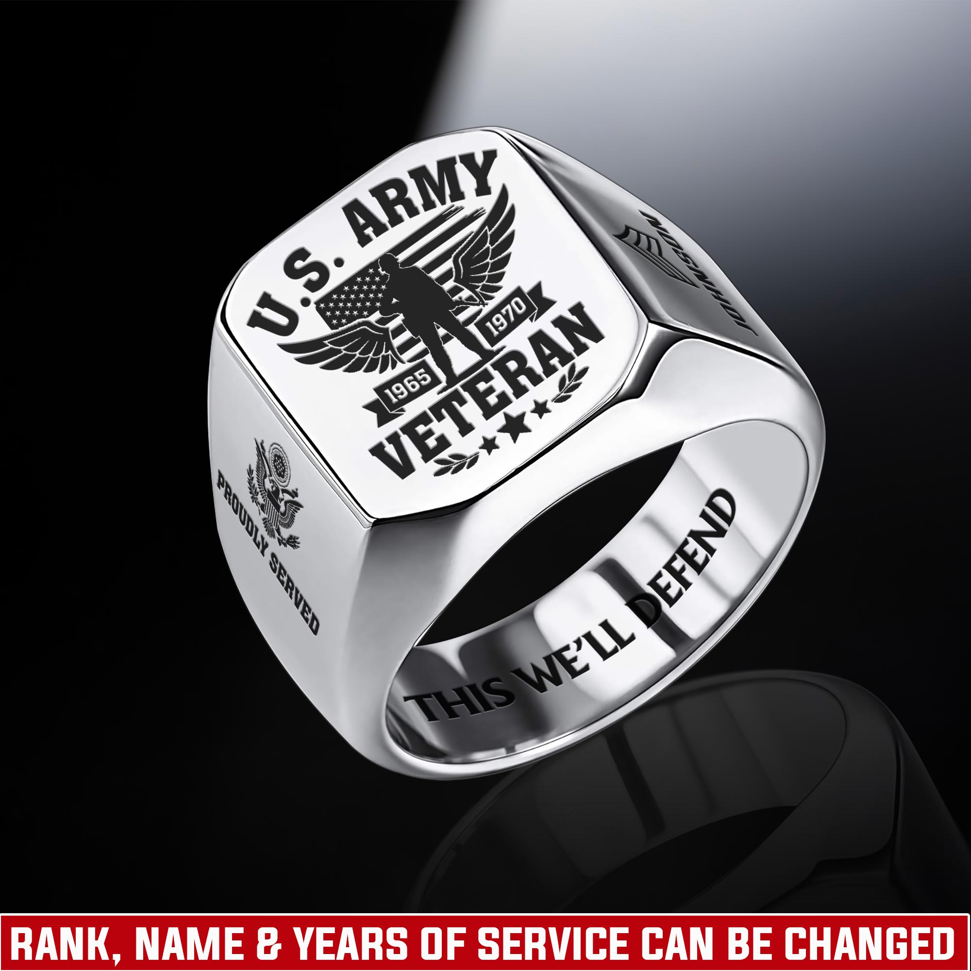 US Army, Honor The Fallen - Engraved Men's Ring