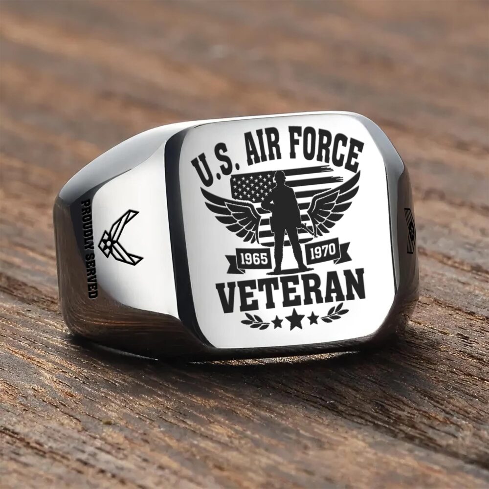 US Air Force , Proud To Have Served - Engraved Men's Ring - Image 3