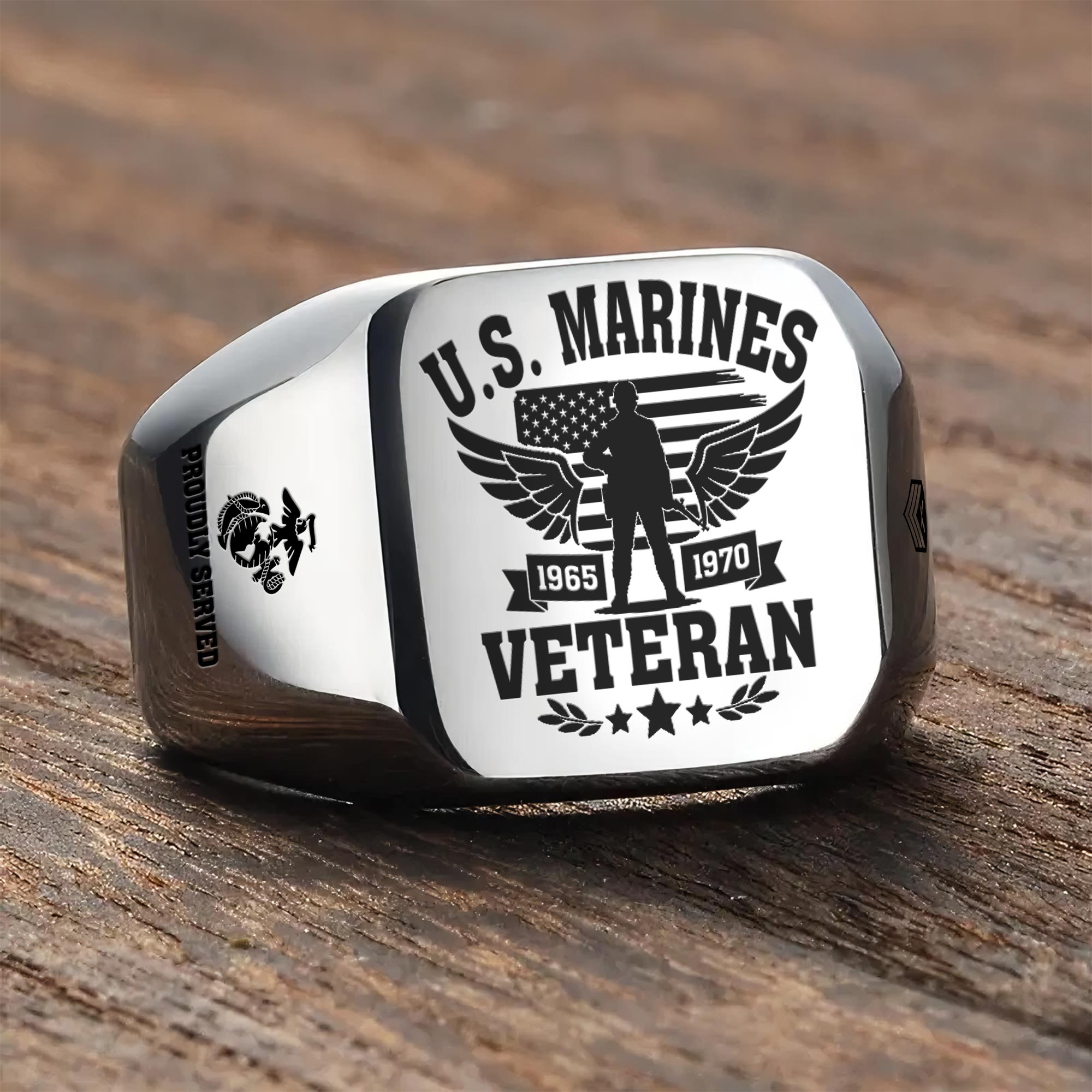 US Marine Corps, Lest We Forget - Engraved Men's Ring - Image 3