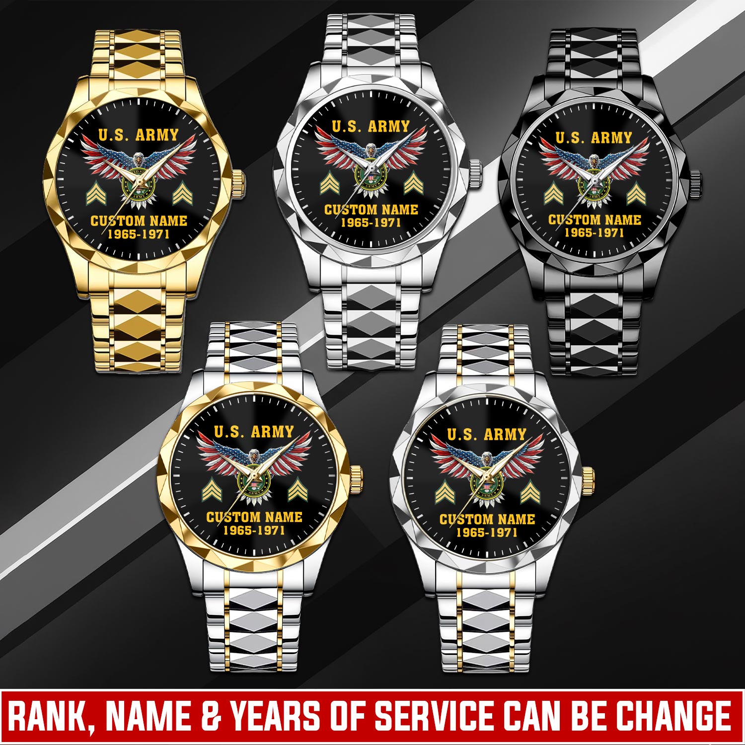 US Army - Diamond-Cut Bezel Watch
